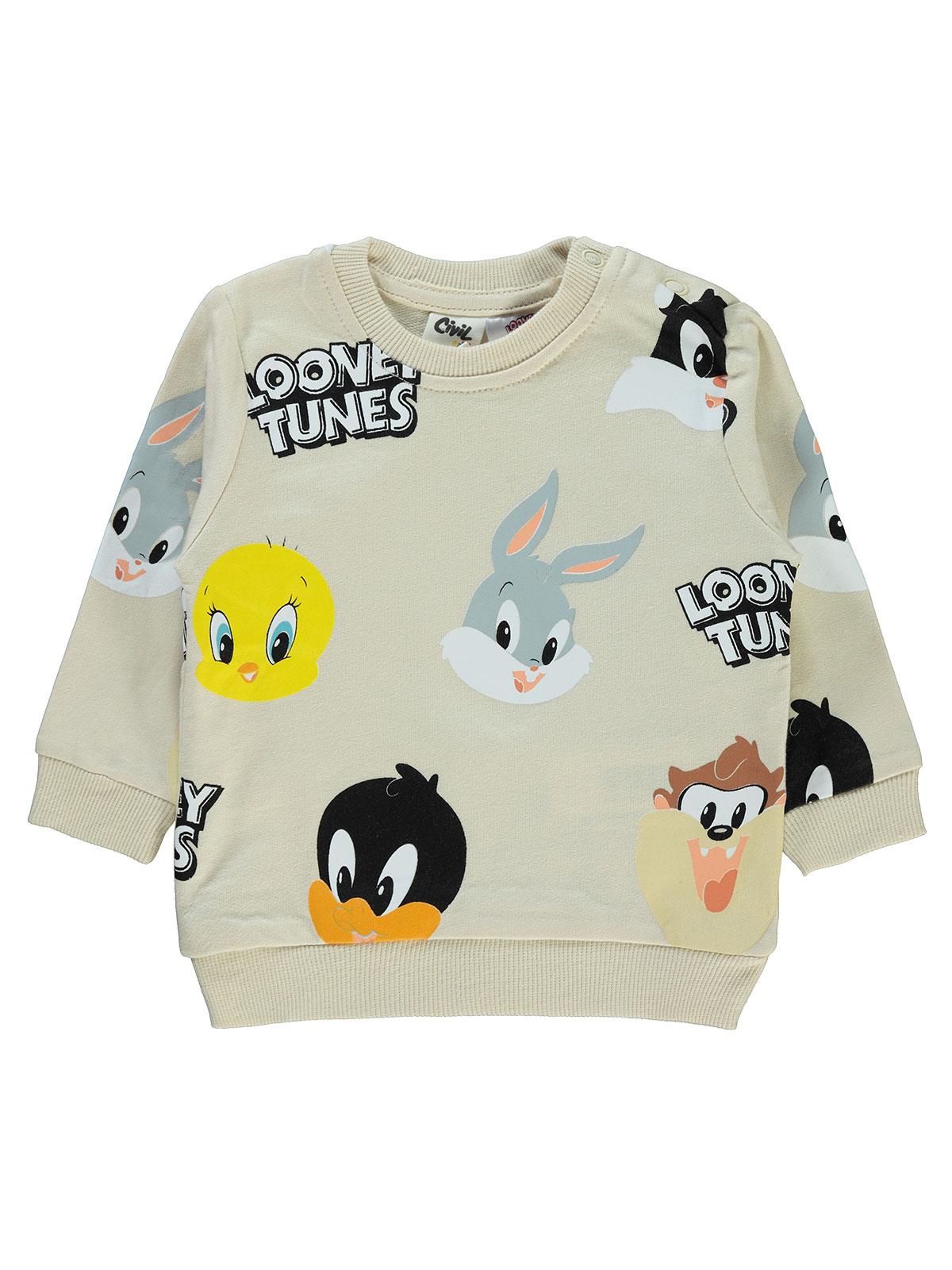 Looney Tunes Erkek Bebek Sweatshirt 6-18 Ay Krem