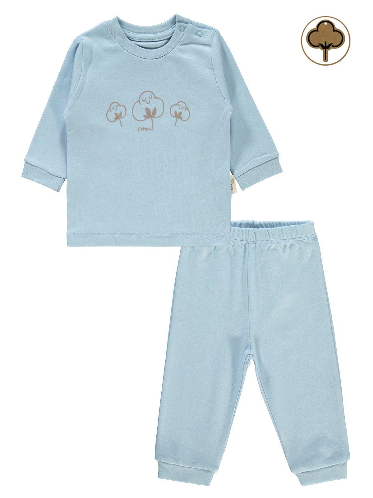 Civil Baby Bebek Organik Pijama Takımı 1-9 Ay Mavi
