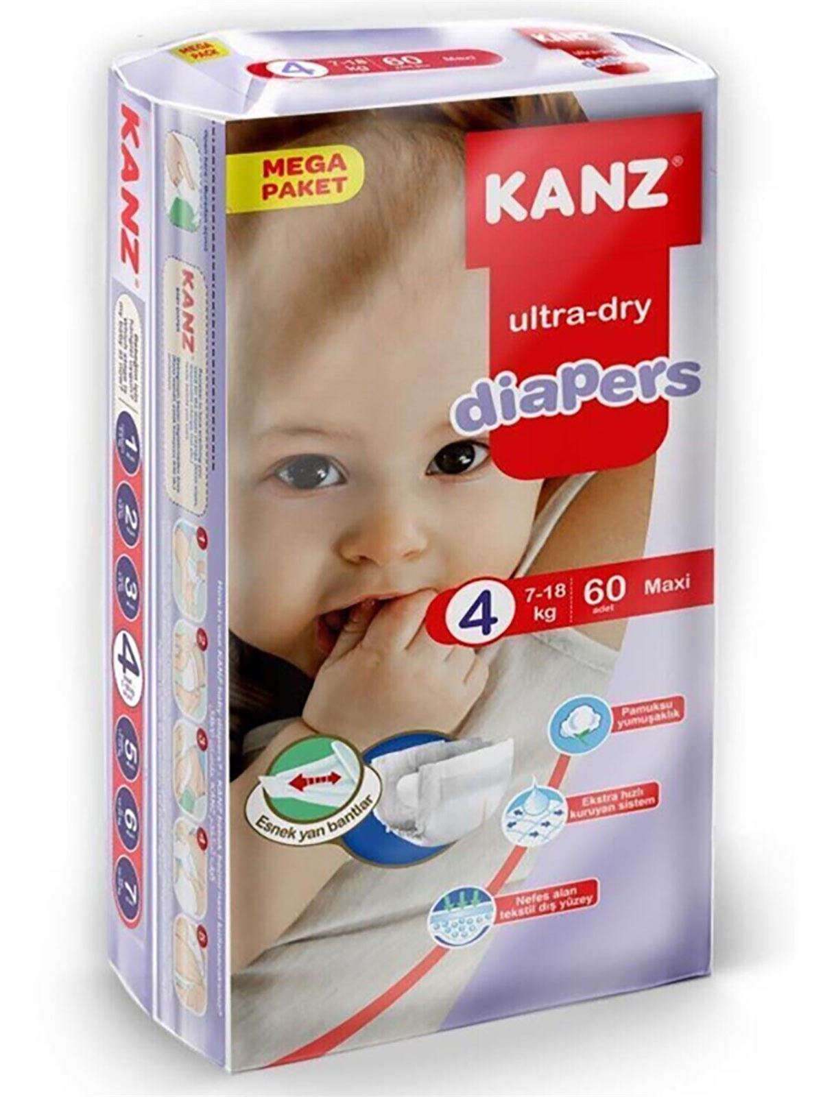 Kanz Bebek Bezi Mega Paket 4 No Maxi 7-18 Kg 60 Adet