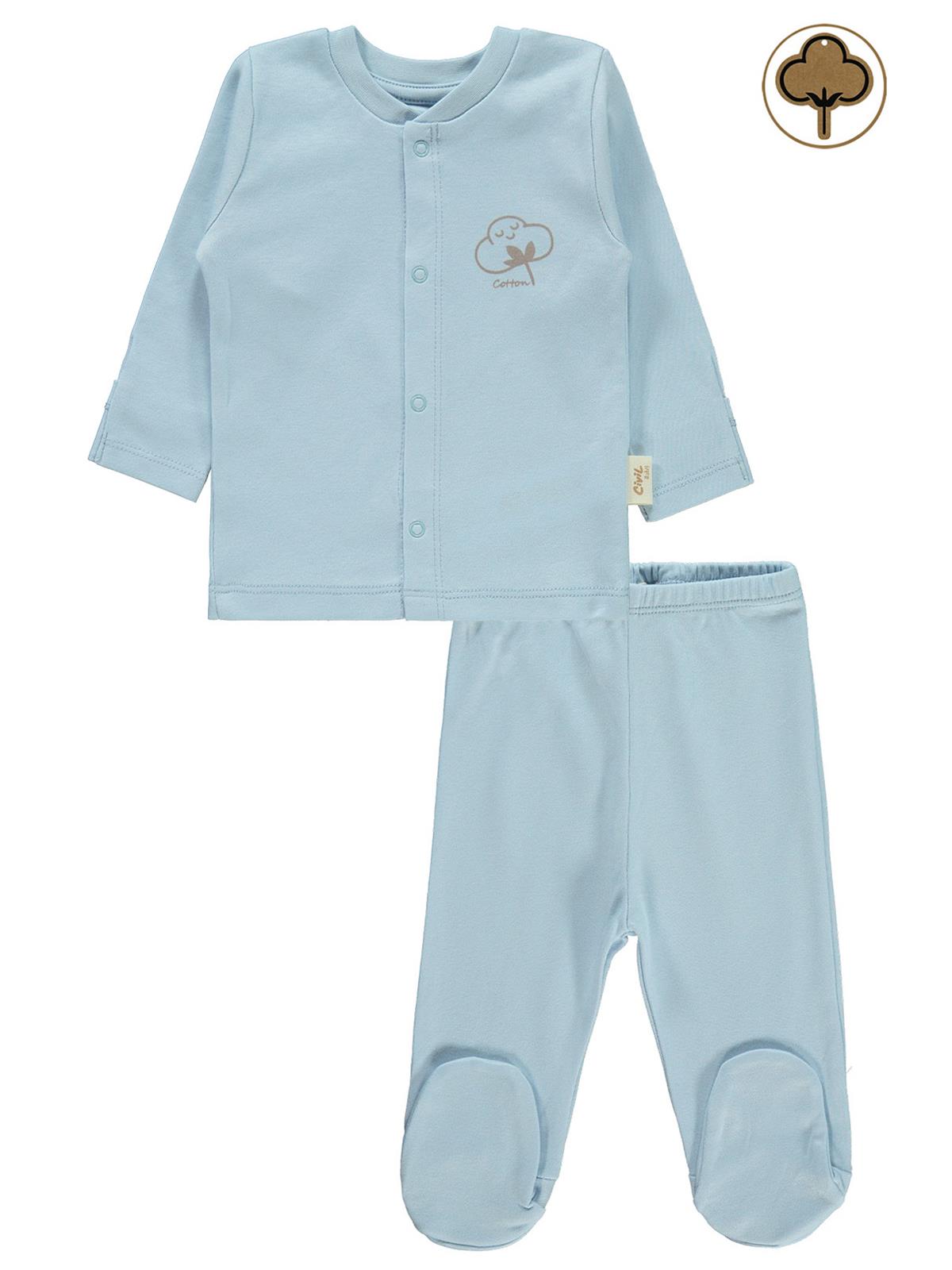 Civil Baby Bebek Organik Pijama Takımı 0-6 Ay Mavi