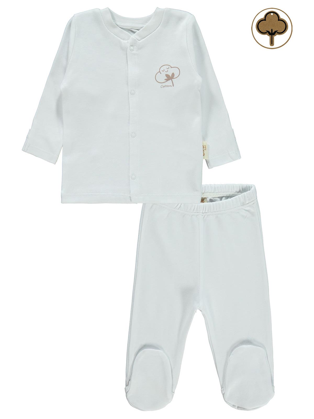 Civil Baby Bebek Organik Pijama Takımı 0-6 Ay Beyaz
