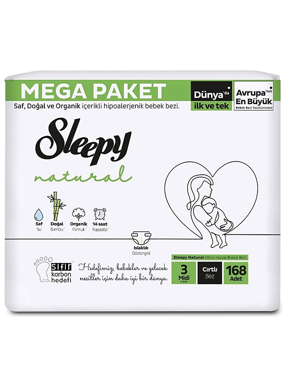 Sleepy Natural Bebek Bezi Mega Fırsat Paketi 3 Midi 4-9 Kg 168 Adet