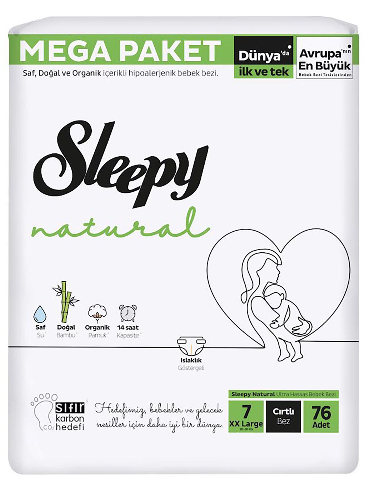Sleepy Natural Bebek Bezi Mega Fırsat Paketi 7 XXL 20-30 Kg 76 Adet