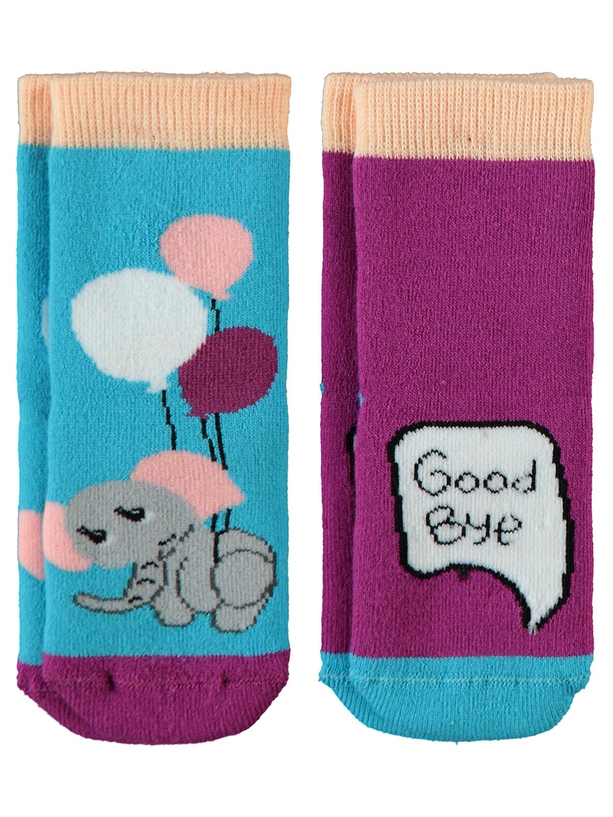 Civil Baby Kız Bebek 2'li Havlu Çorap Set 6-18 Ay Mor