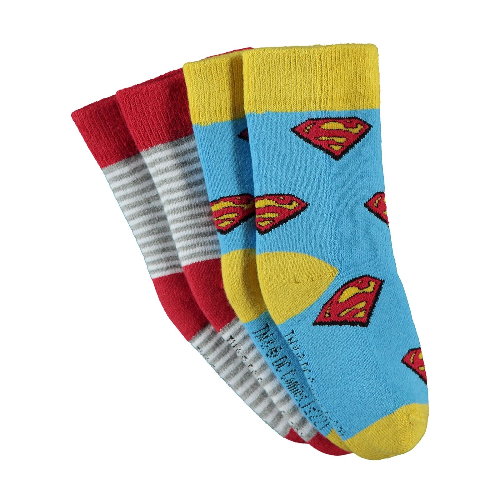 Süperman Erkek Çocuk 2'li Havlu Soket Çorap 3-11 Yaş Mavi