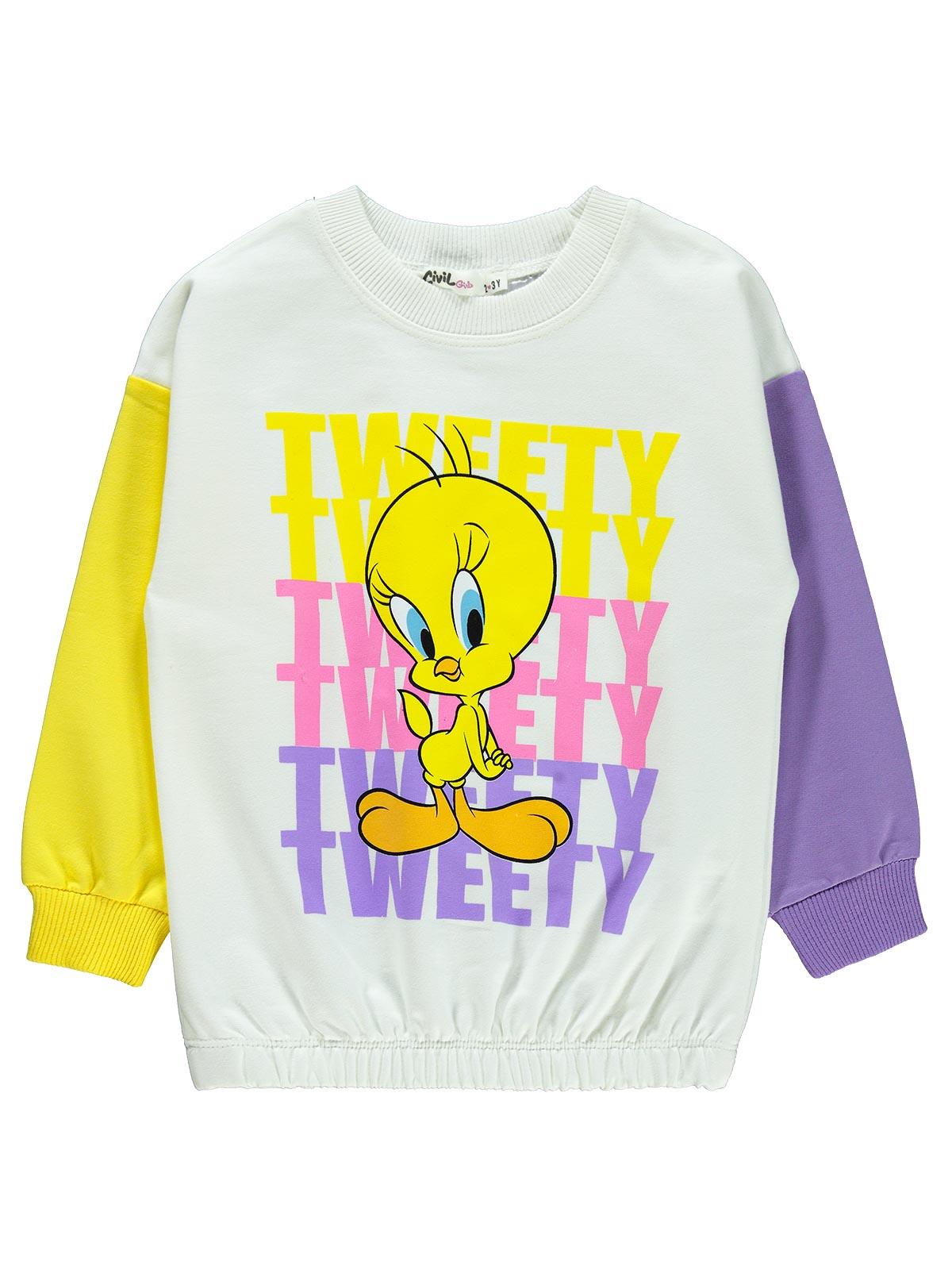 Tweety Kız Çocuk Sweatshirt 2-5 Yaş Ekru