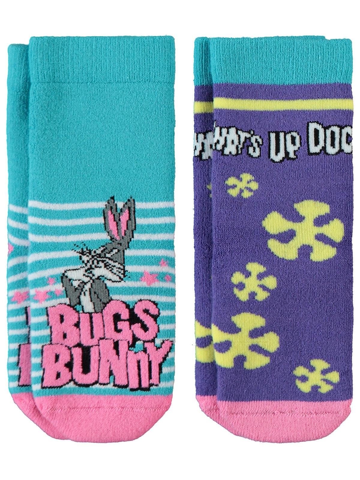 Bugs Bunny Kız Çocuk 2'li Havlu Çorap Set 3-11 Yaş Mor