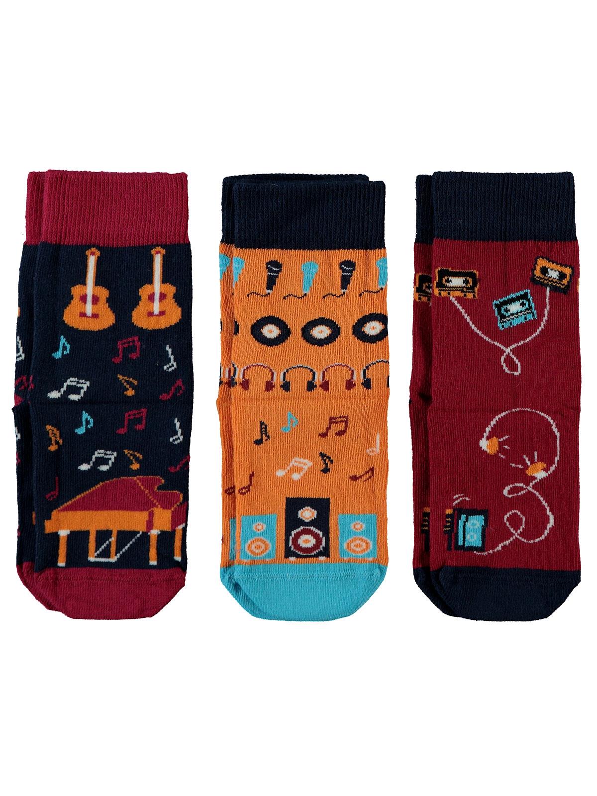 Civil Socks Erkek Çocuk 3'lü Soket Çorap 2-10 Yaş Bordo