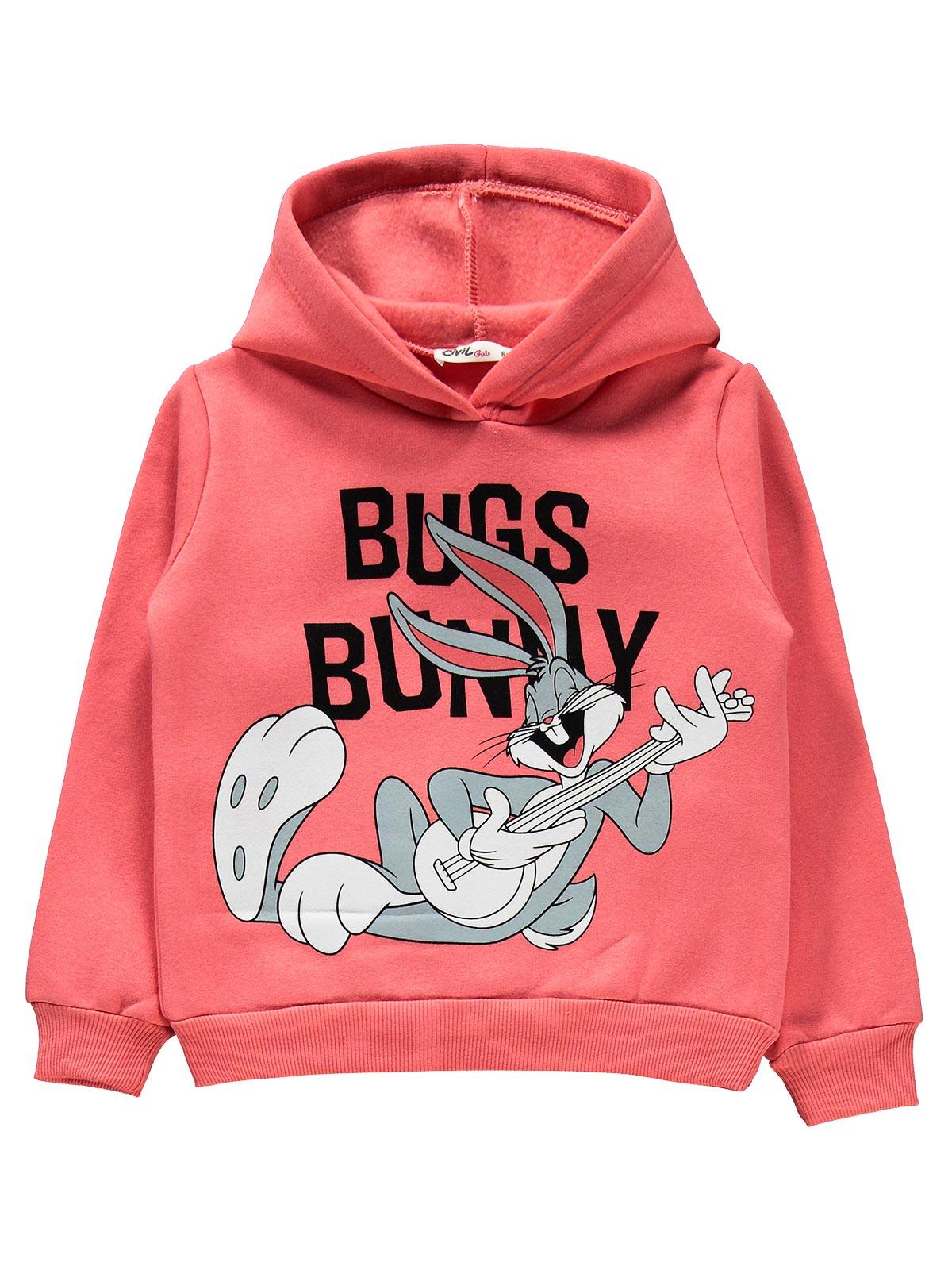 Bugs Bunny Kız Çocuk Eşofman Takımı 6-9 Yaş Mercan