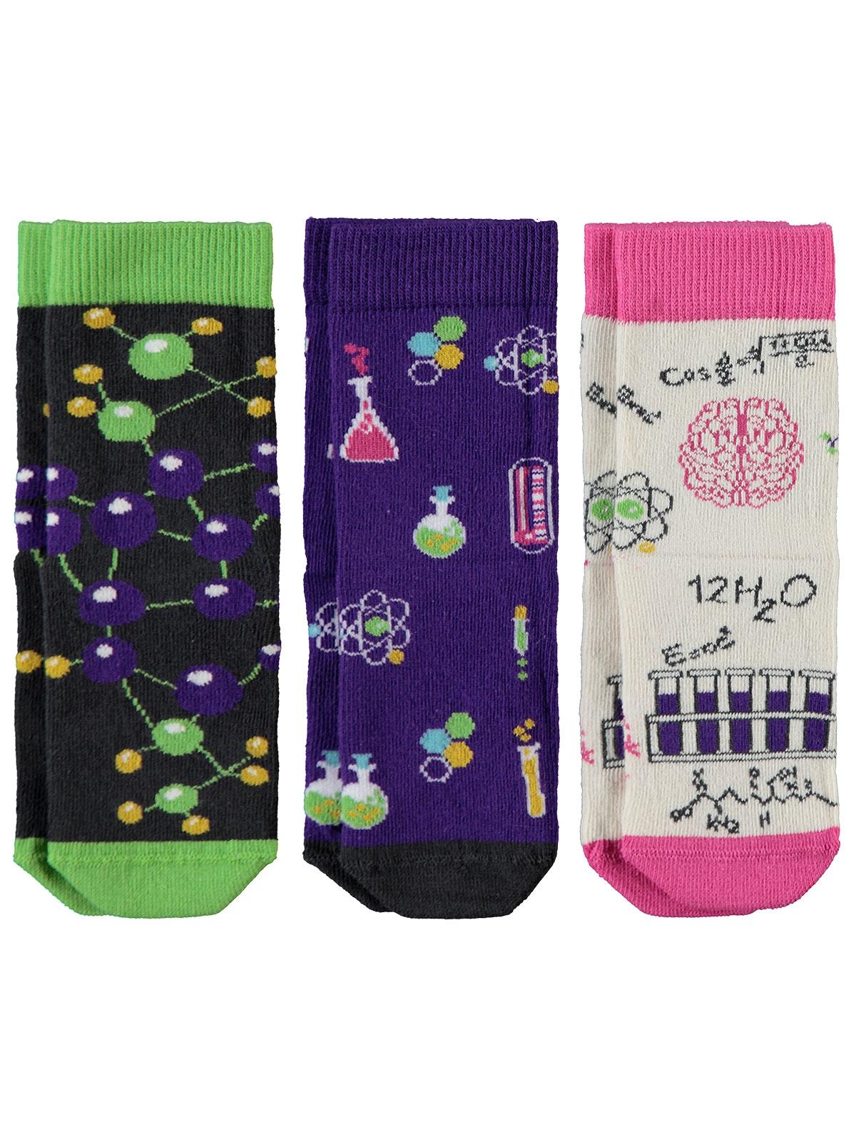 Civil Socks Kız Çocuk 3'lü Soket Çorap 2-11 Yaş Füme