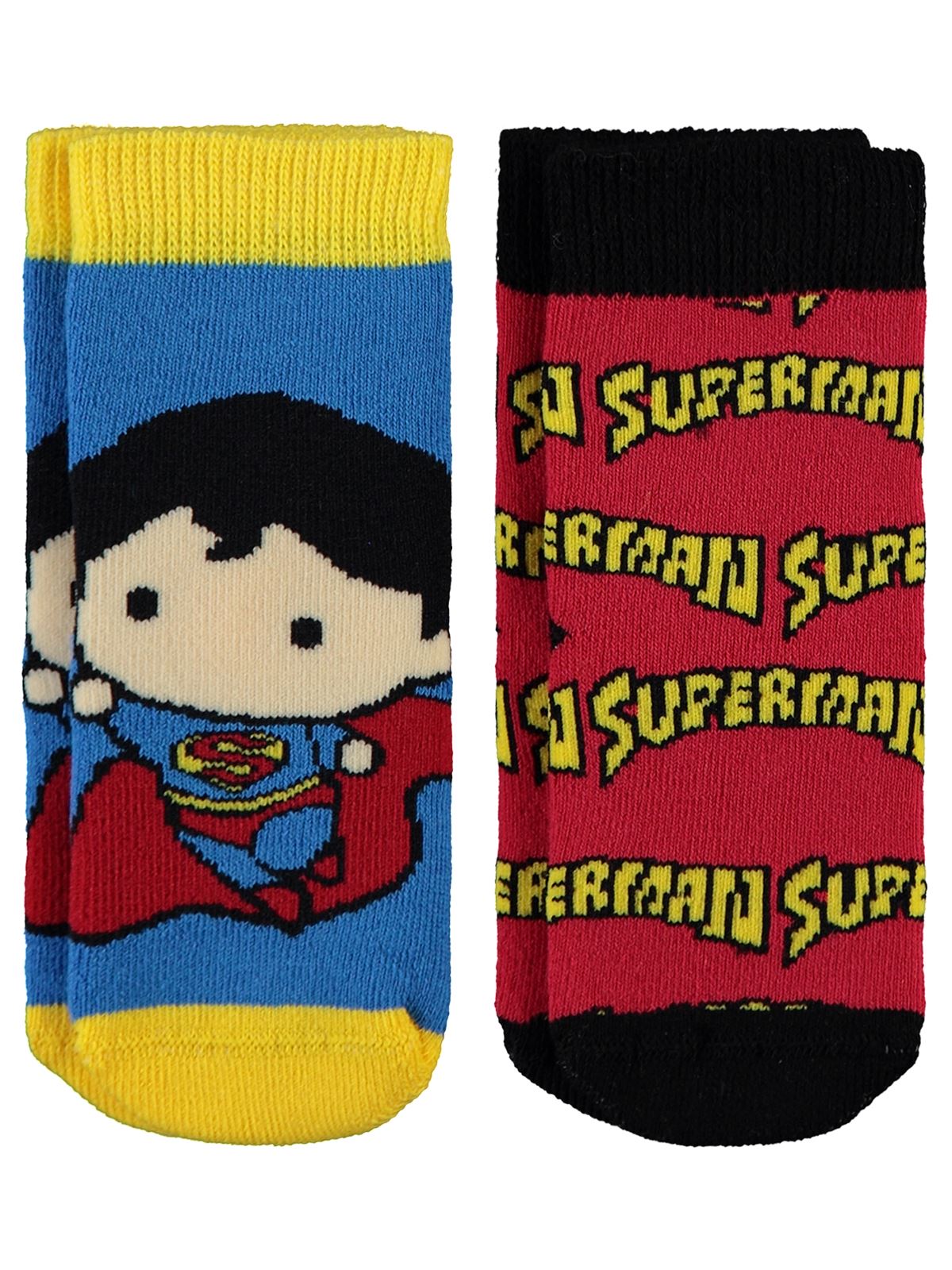 Süperman Erkek Bebek 2'li Havlu Çorap Set 0-18 Ay Mavi
