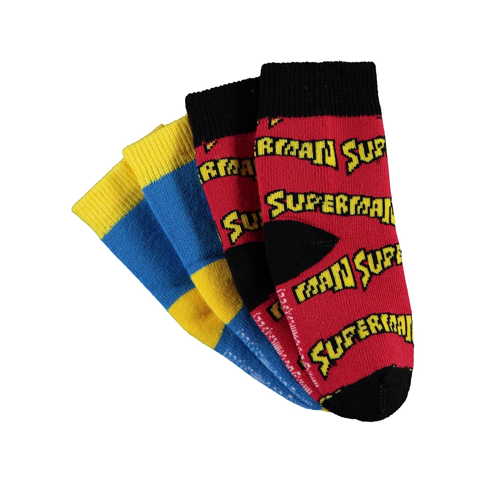 Süperman Erkek Bebek 2'li Havlu Çorap Set 0-18 Ay Mavi