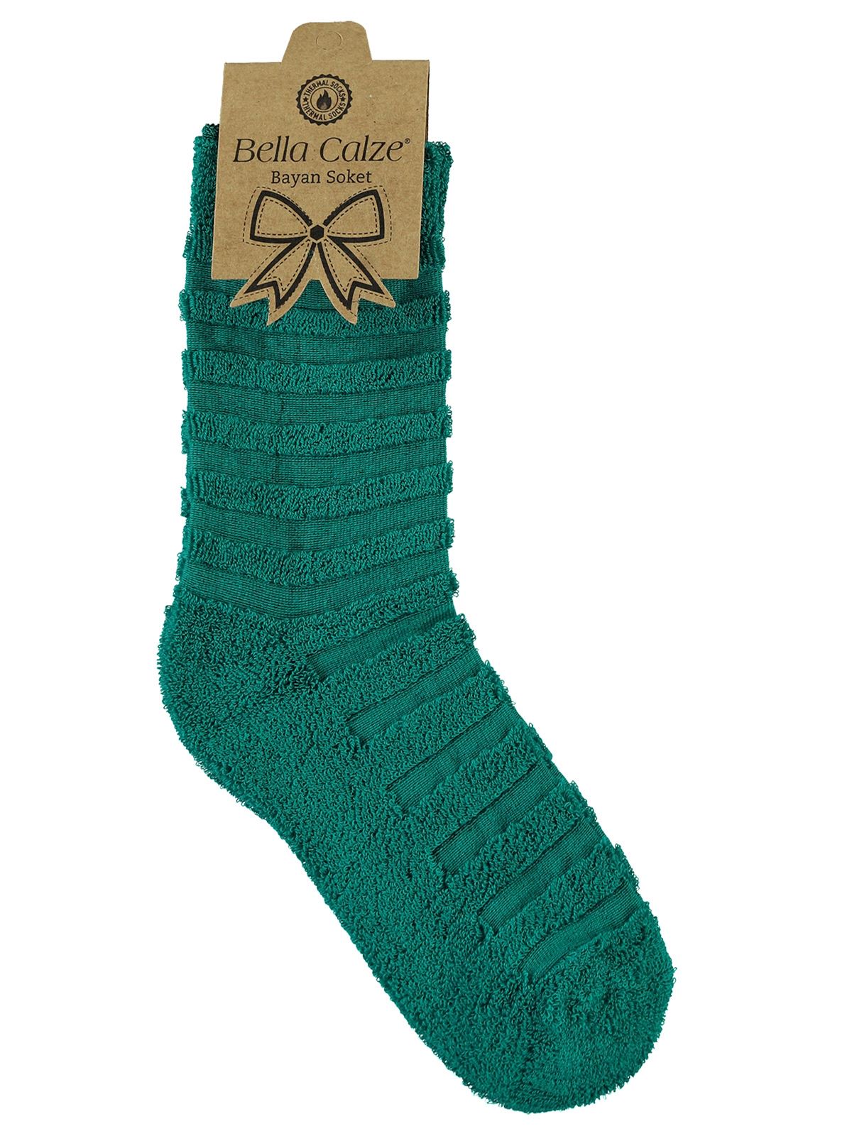 Bella Calze Kız Çocuk Ters Havlu Soket Çorap 36-40 Numara Yeşil