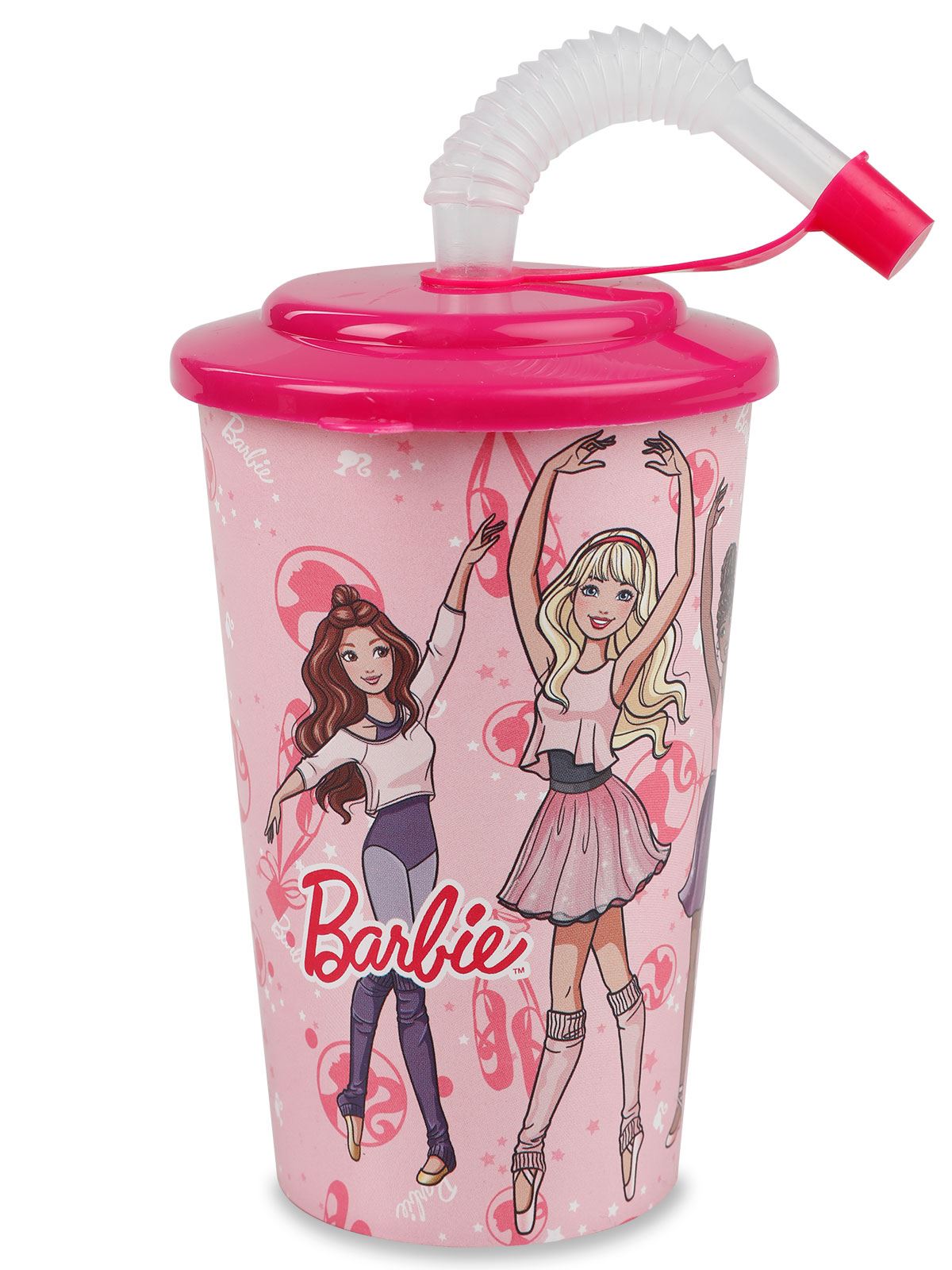 Tuffex Barbie Pipetli Bardak 400 ml Fuşya
