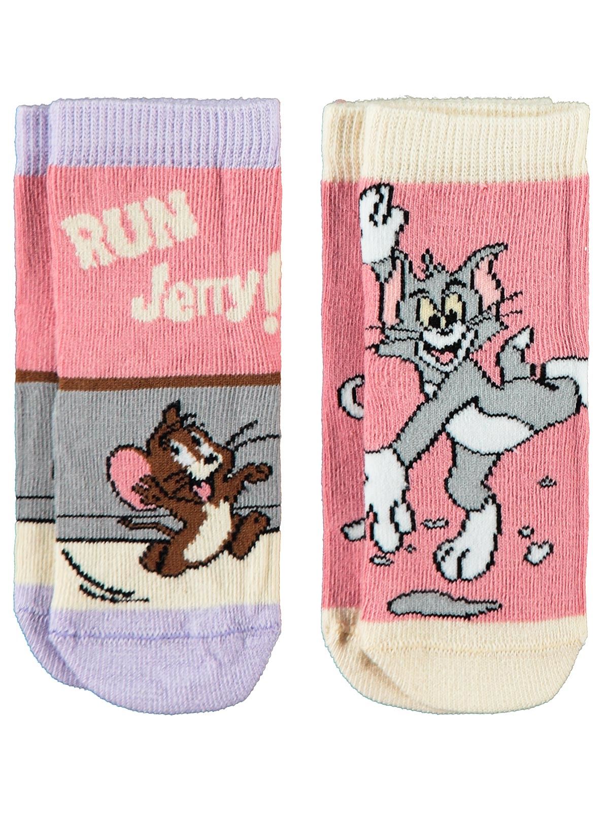 Tom And Jerry Kız Bebek 2'li Çorap Set 0-24 Ay Gül Kurusu
