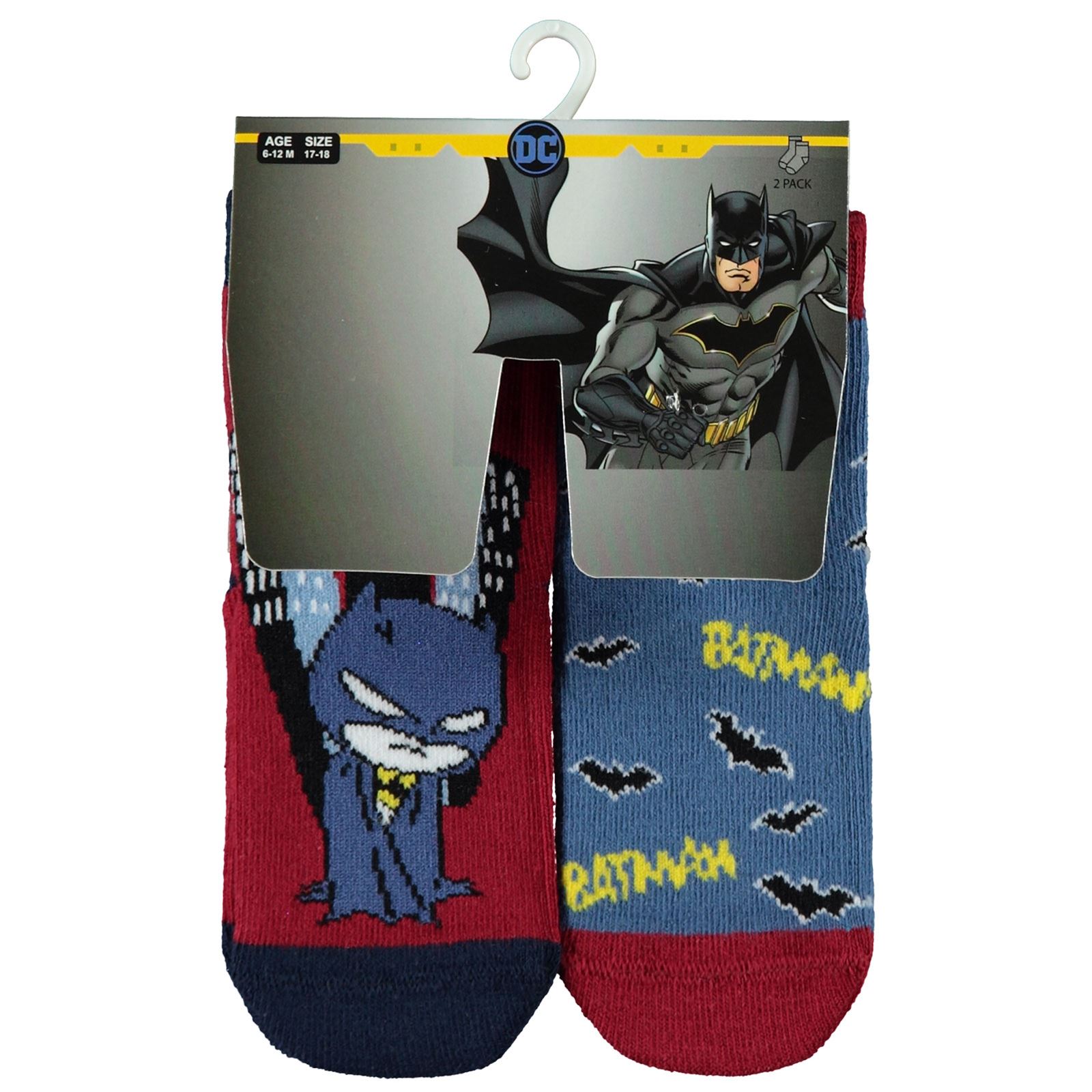 Batman Erkek Bebek 2'li Çorap Set 0-24 Ay Bordo