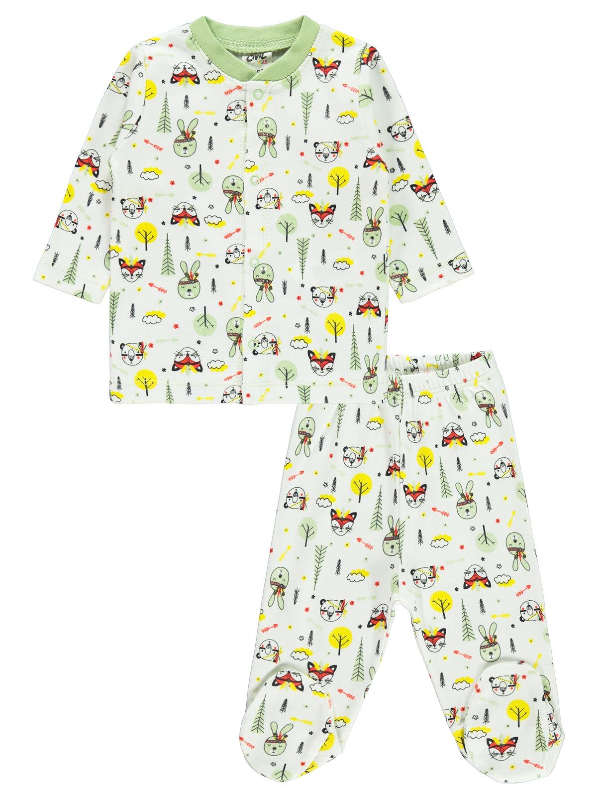 Civil Baby Erkek Bebek Pijama Takımı 1-6 Ay Yeşil