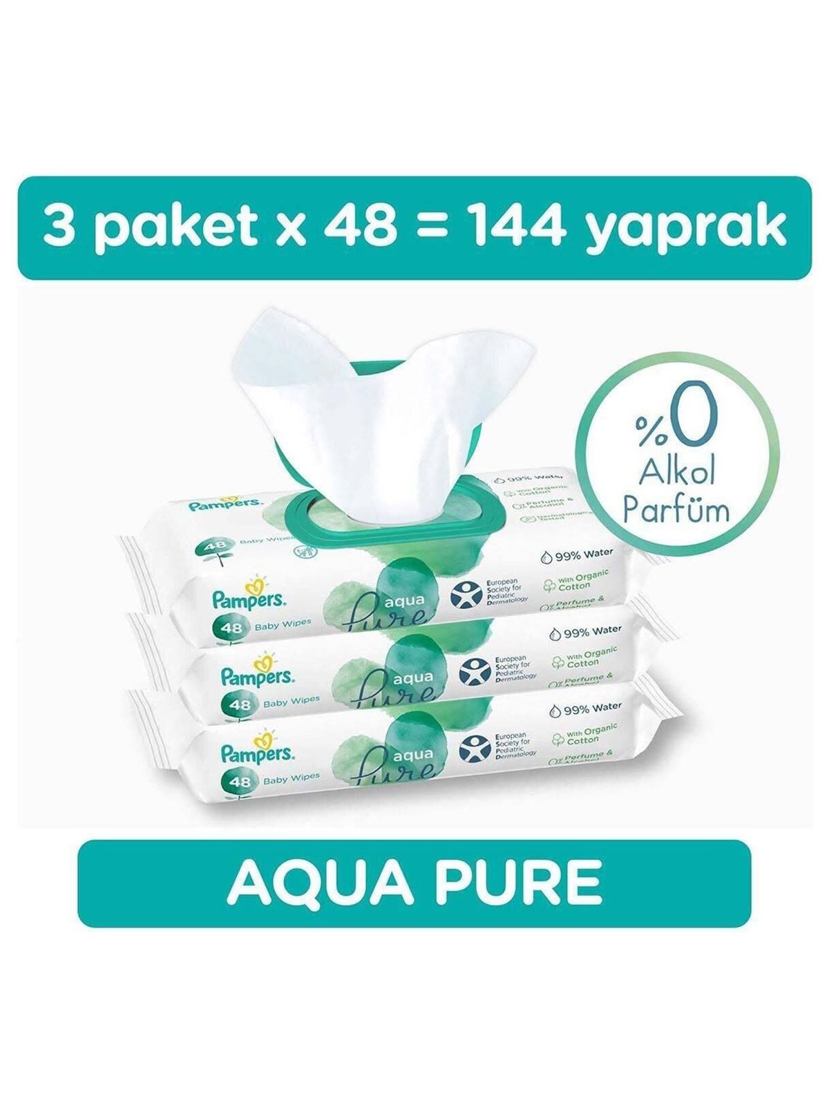 Pampers Aqua Pure 3'lü Islak Havlu 