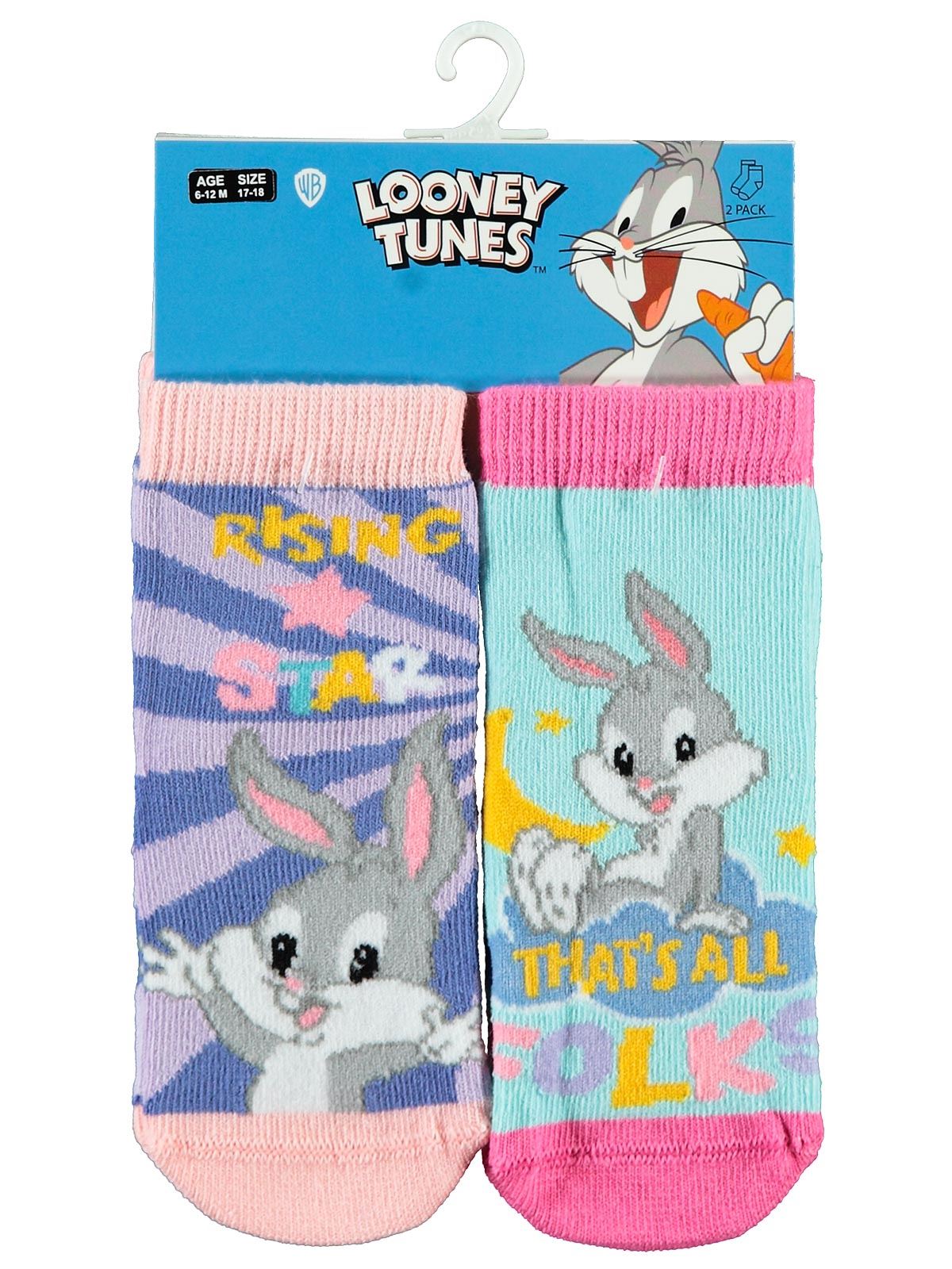 Bugs Bunny Kız Bebek 2'li Çorap Set 0-24 Ay Mor