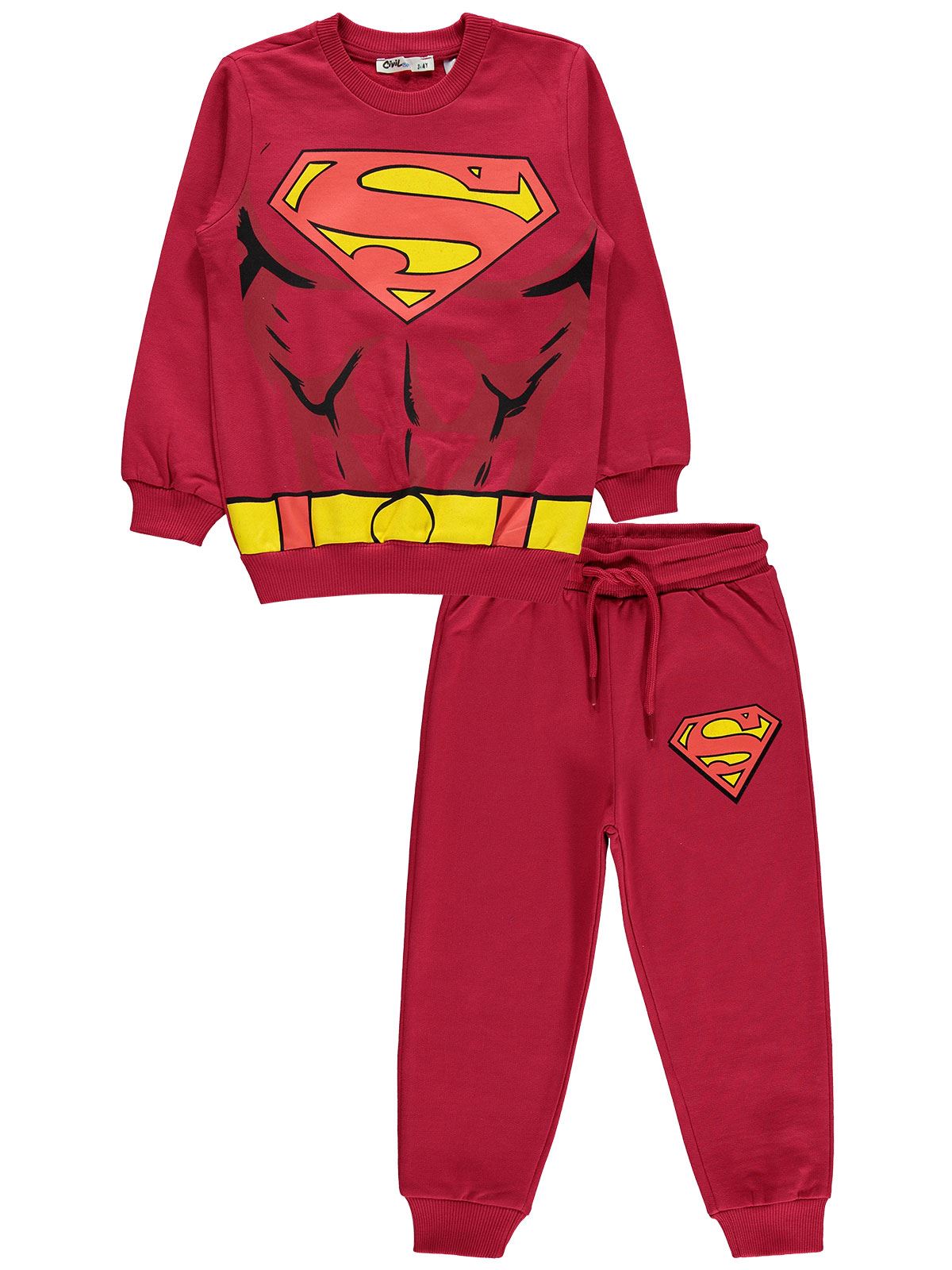 Superman Erkek Çocuk Eşofman Takımı 3-7 Yaş Kırmızı
