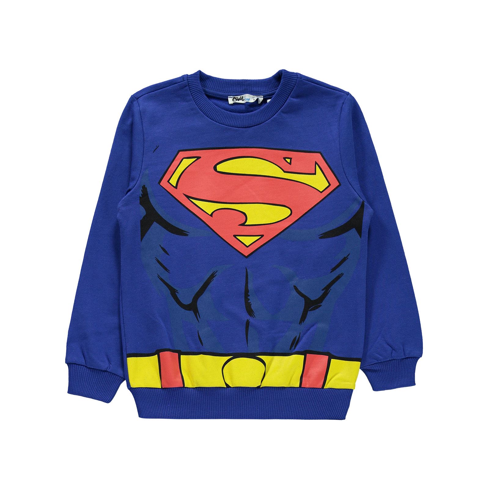 Superman Erkek Çocuk Eşofman Takımı 3-7 Yaş Saks Mavisi