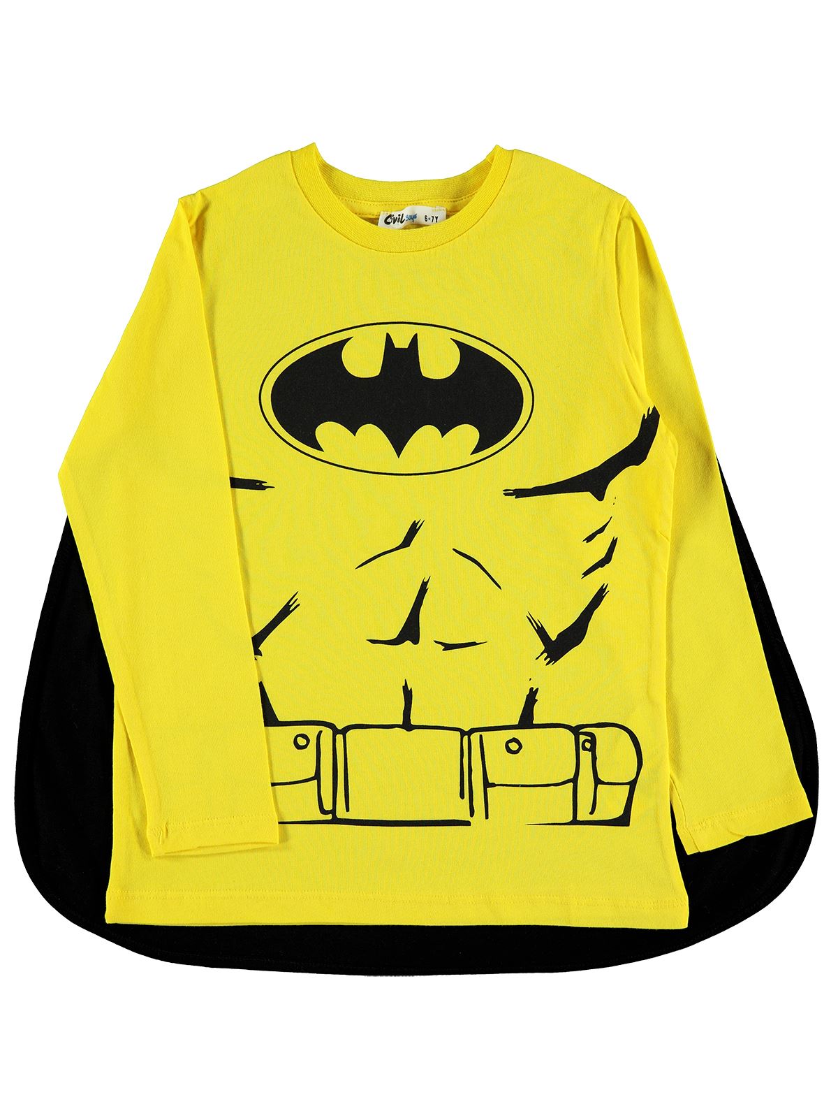 Batman Erkek Çocuk Pelerinli Sweatshirt  6-9 Yaş Sarı