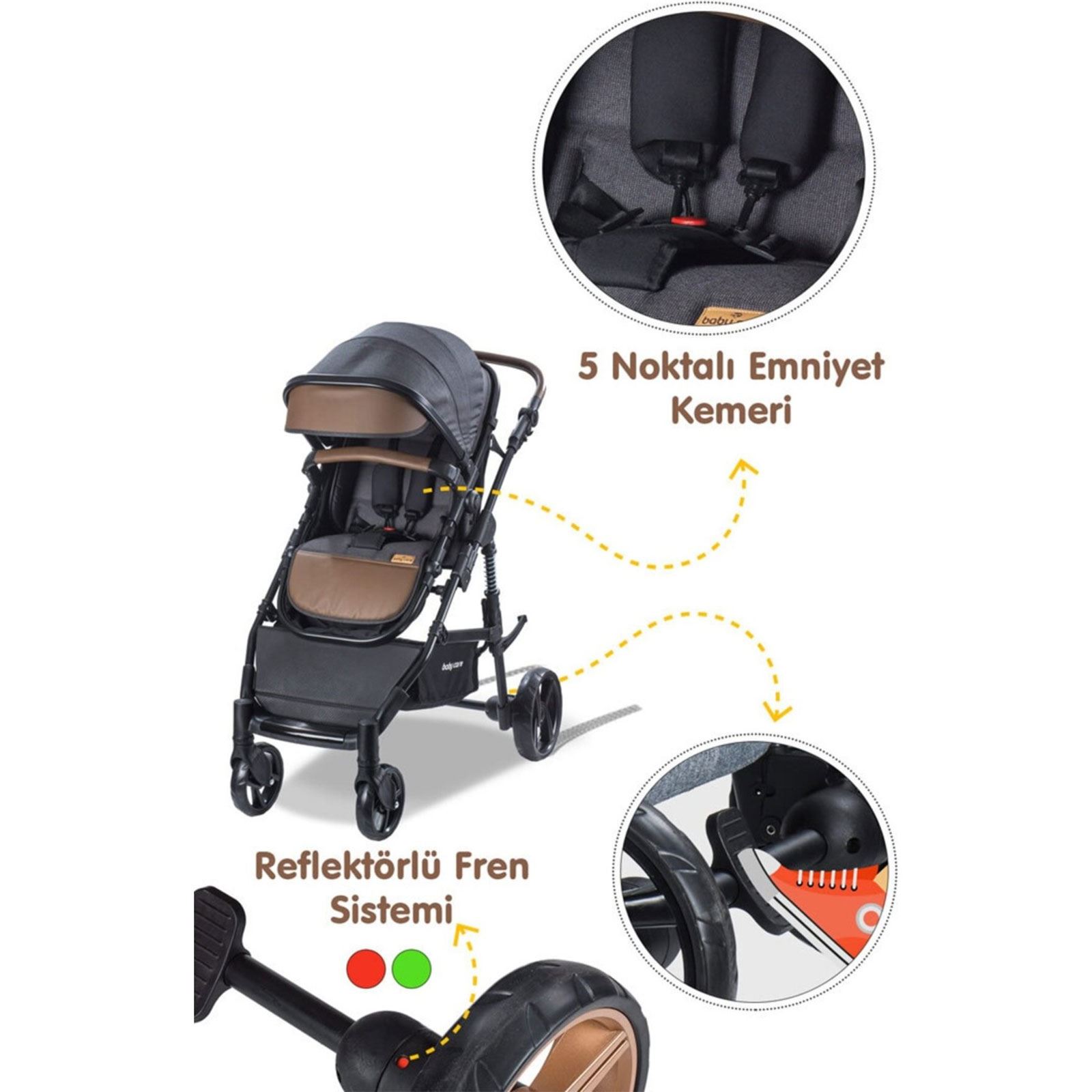 Babycare Bora Cross Travel Sistem Bebek Arabası Vizon