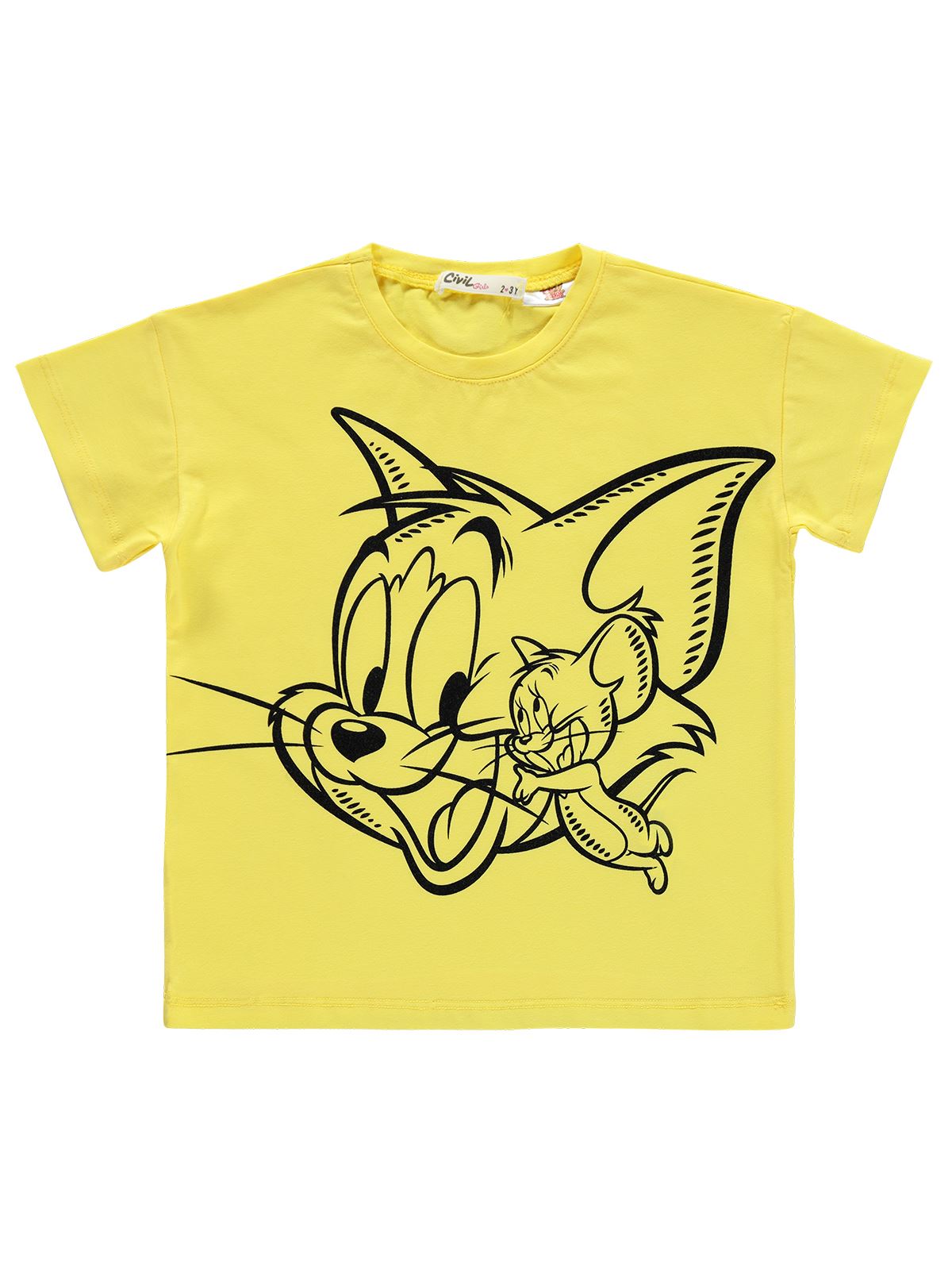 Tom ve Jerry Kız Çocuk Tişört 2-5 Yaş Sarı