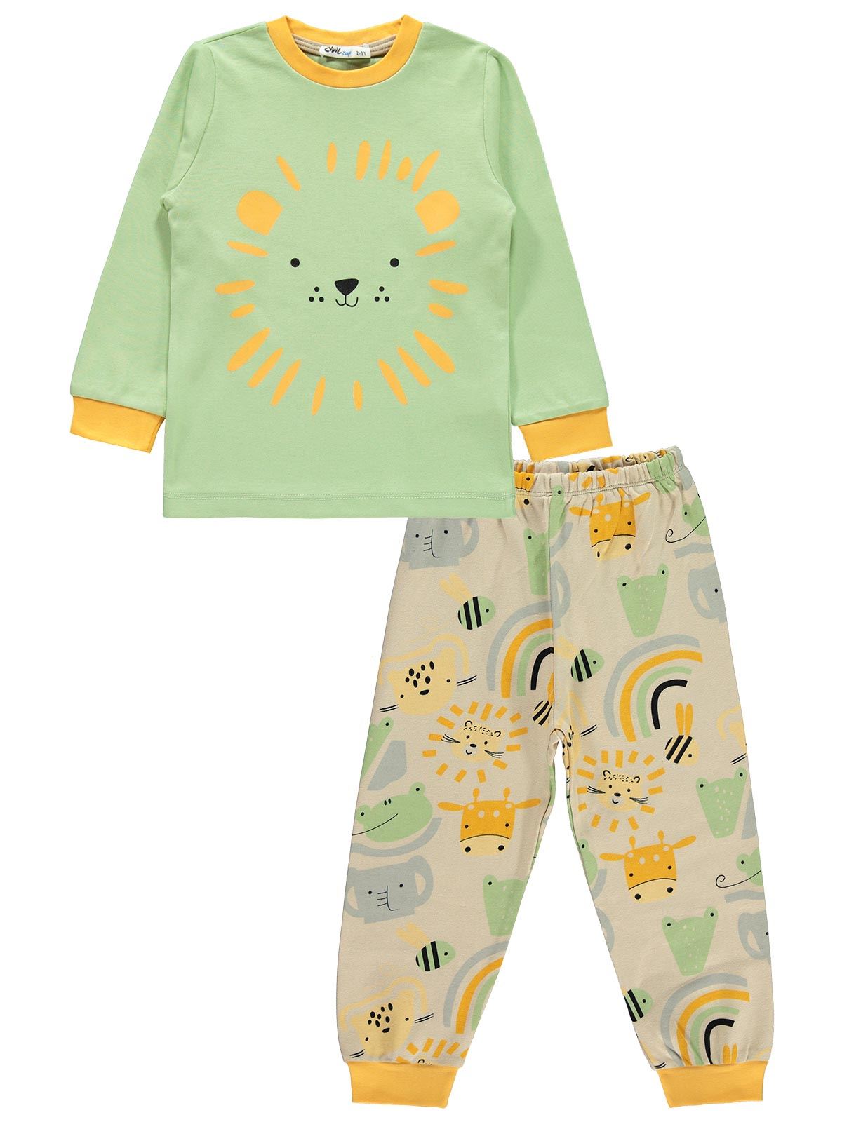 Civil Boys Erkek Çocuk Pijama Takımı 2-5 Yaş Mint Yeşili
