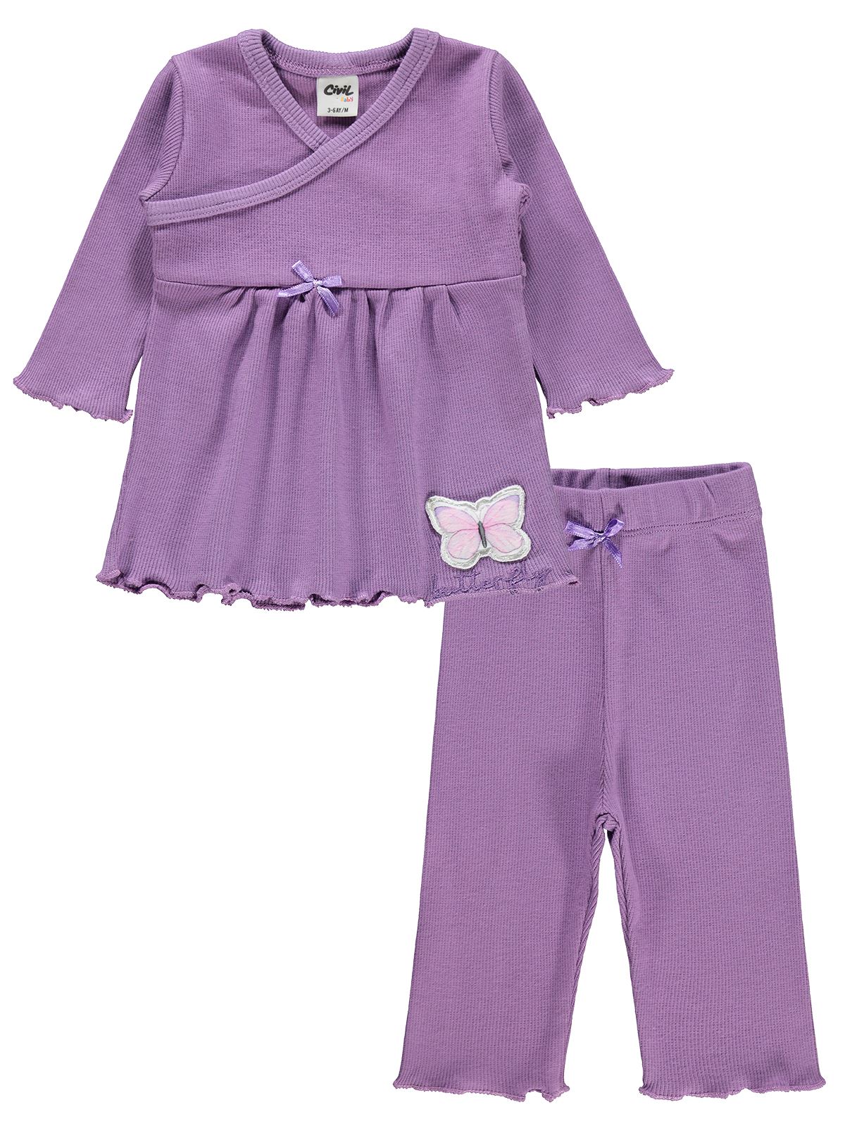 Civil Baby Kız Bebek Pijama Takımı 3-12 Ay Lila