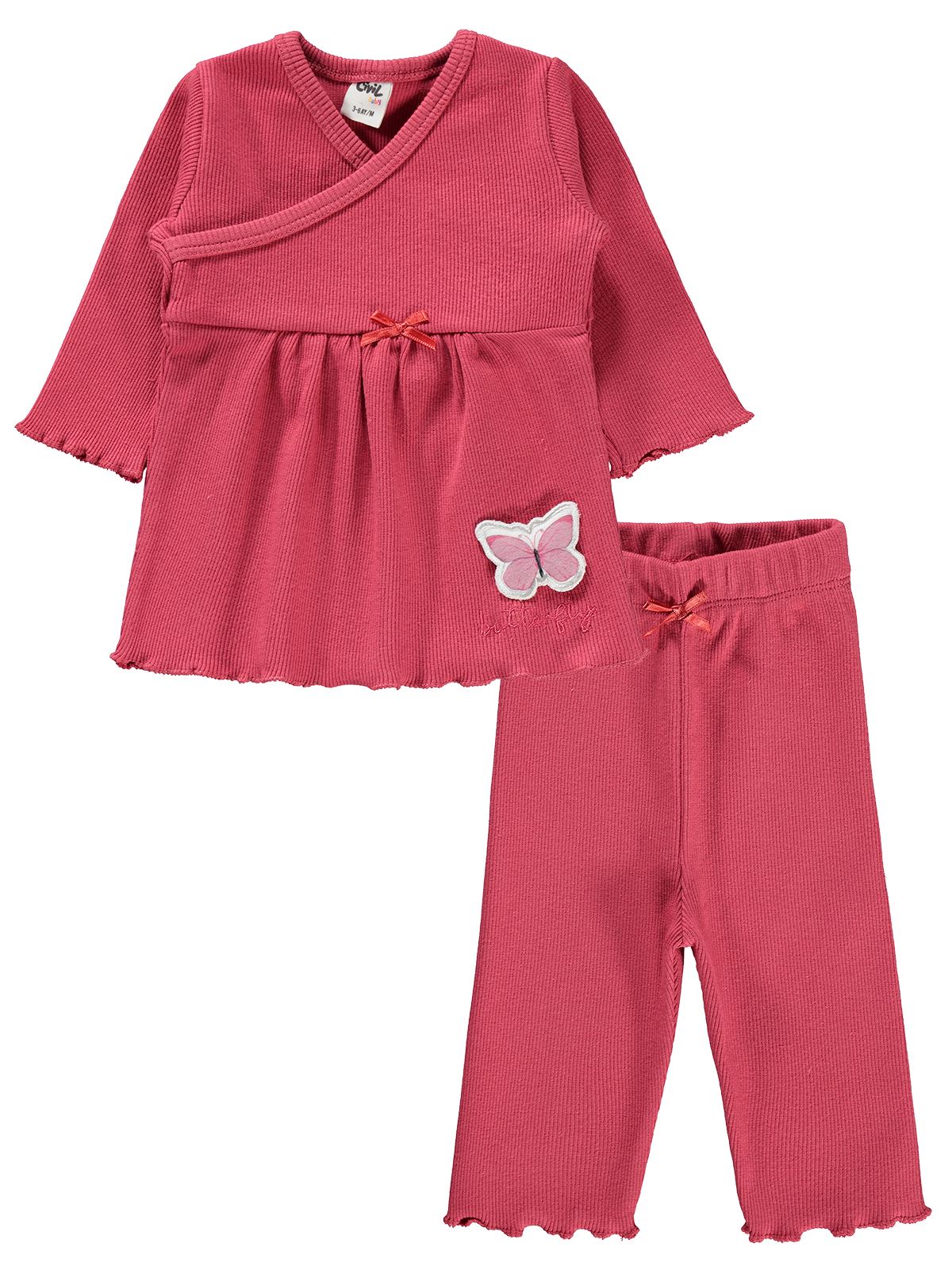 Civil Baby Kız Bebek Pijama Takımı 3-12 Ay Vişne Çürüğü