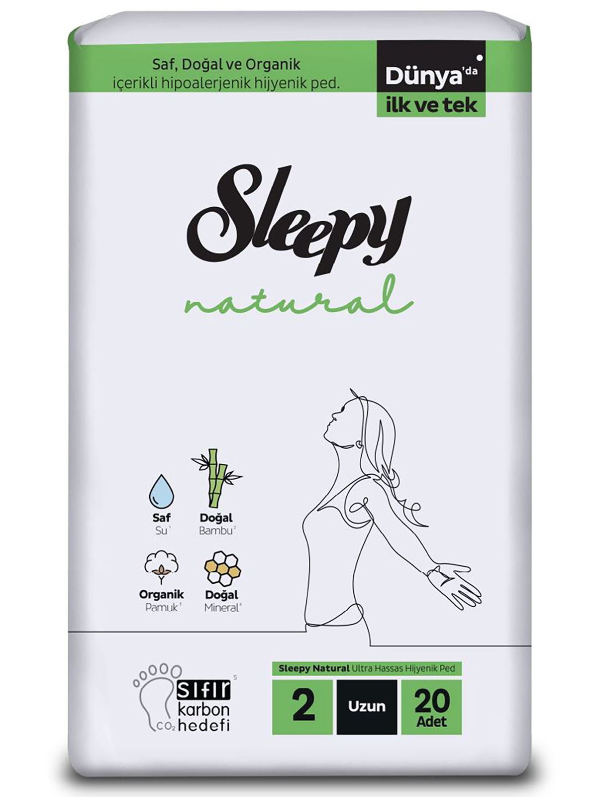 Sleepy Natural Ultra Hassas Hijyenik Uzun Ped (20 Adet)