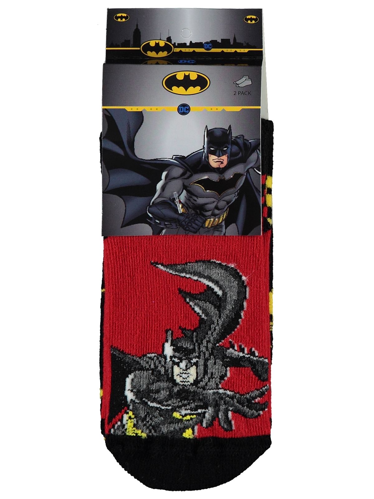 Batman Erkek Çocuk 2'li Patik Çorap 3-11 Yaş Kırmızı