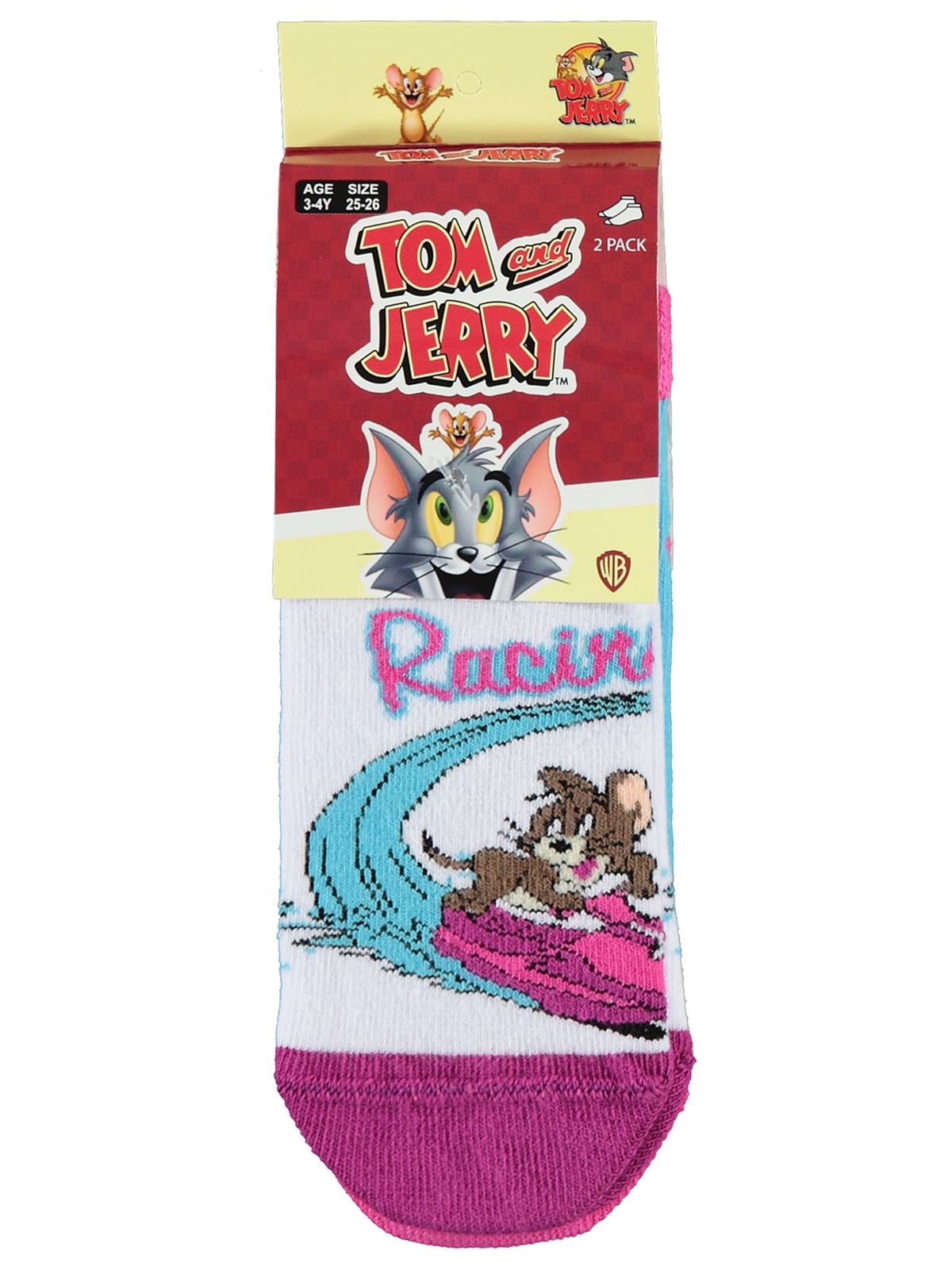 Tom And Jerry Kız Çocuk 2'li Patik Çorap Set 3-11 Yaş Beyaz