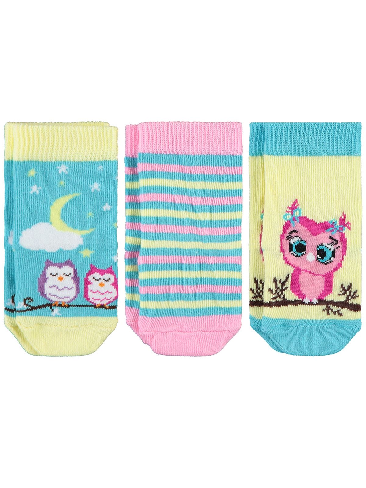 Civil Baby Kız Bebek 3'lü Çorap Set 6-18 Ay Turkuaz