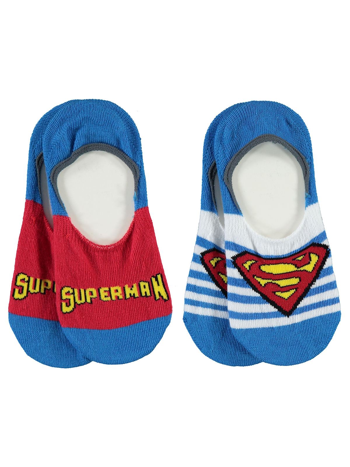 Superman Erkek Çocuk 2'li Babet Çorap Set 3-11 Yaş Mavi