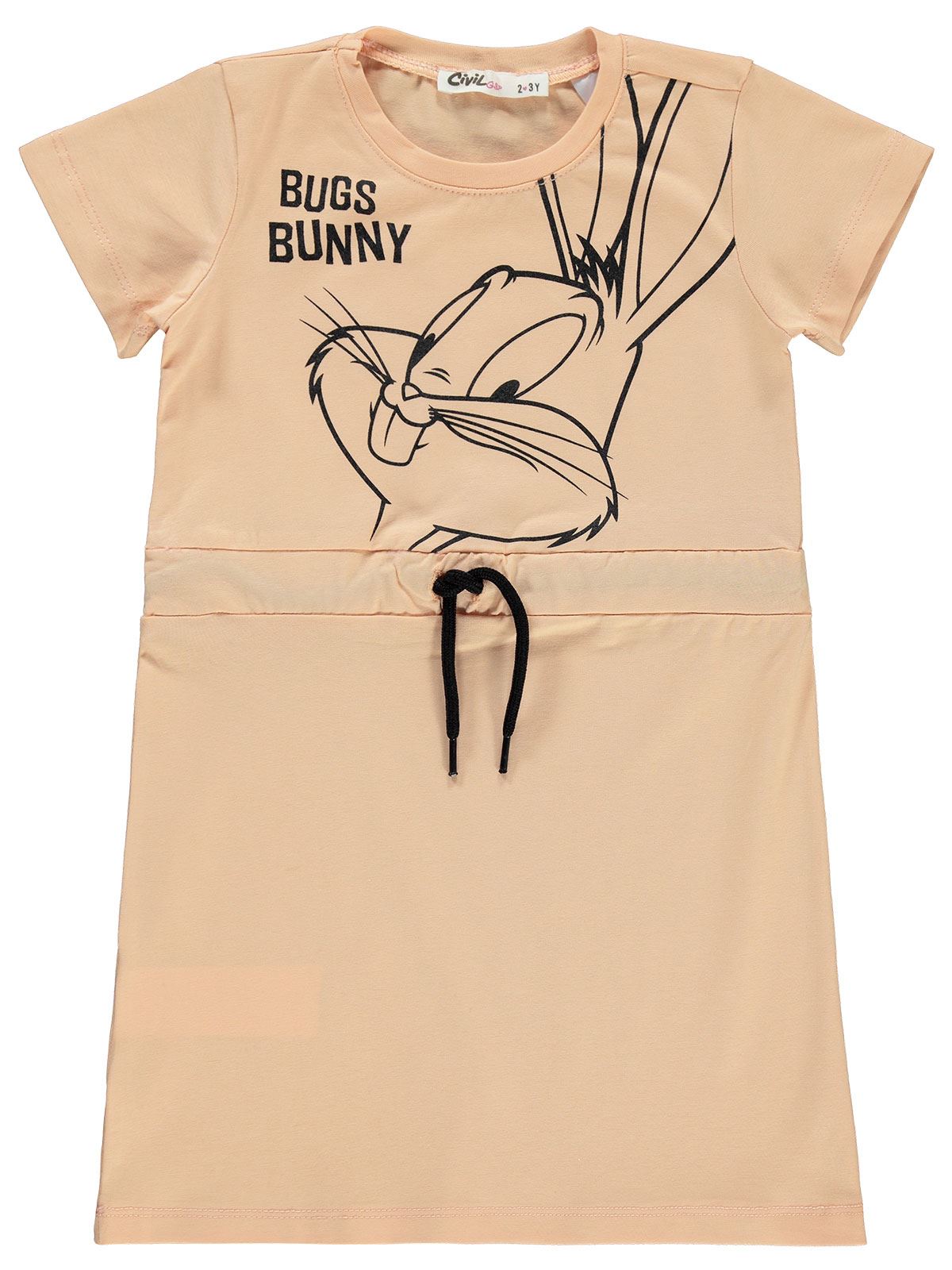 Bugs Bunny Kız Çocuk Elbise 2-5 Yaş Şeftali