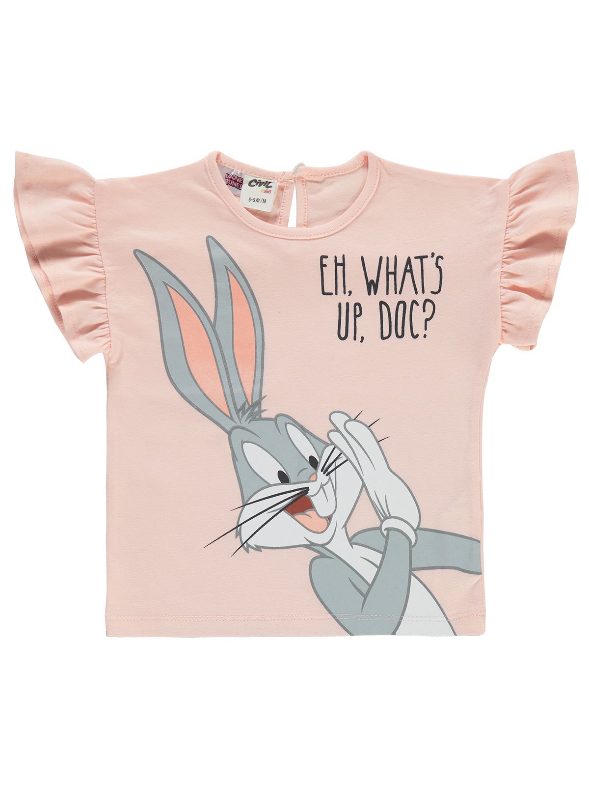 Bugs Bunny Kız Bebek Tişört 6-18 Ay Açık Somon