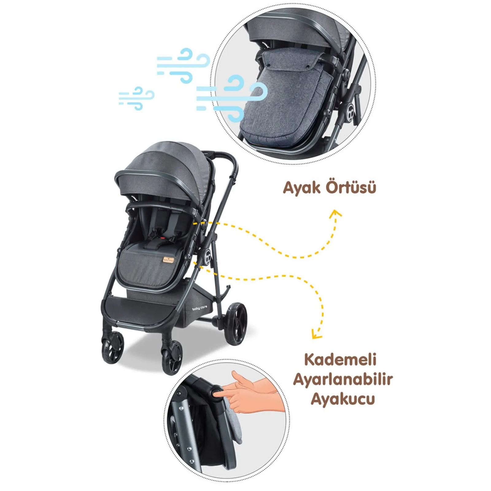 Babycare Exen Alüminyum Travel Sistem Bebek Arabası Siyah