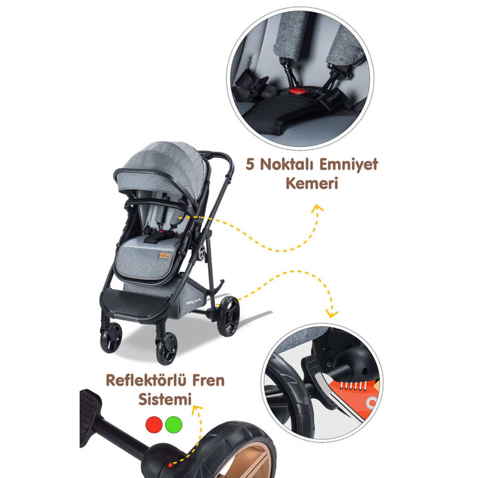 Babycare Exen Alüminyum Travel Sistem Bebek Arabası Gri