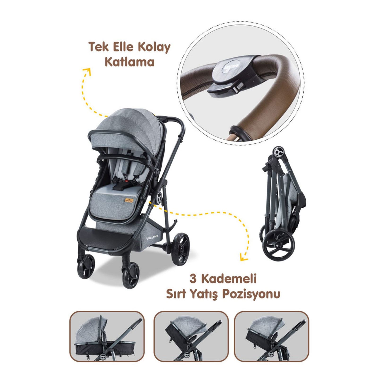 Babycare Exen Alüminyum Travel Sistem Bebek Arabası Gri