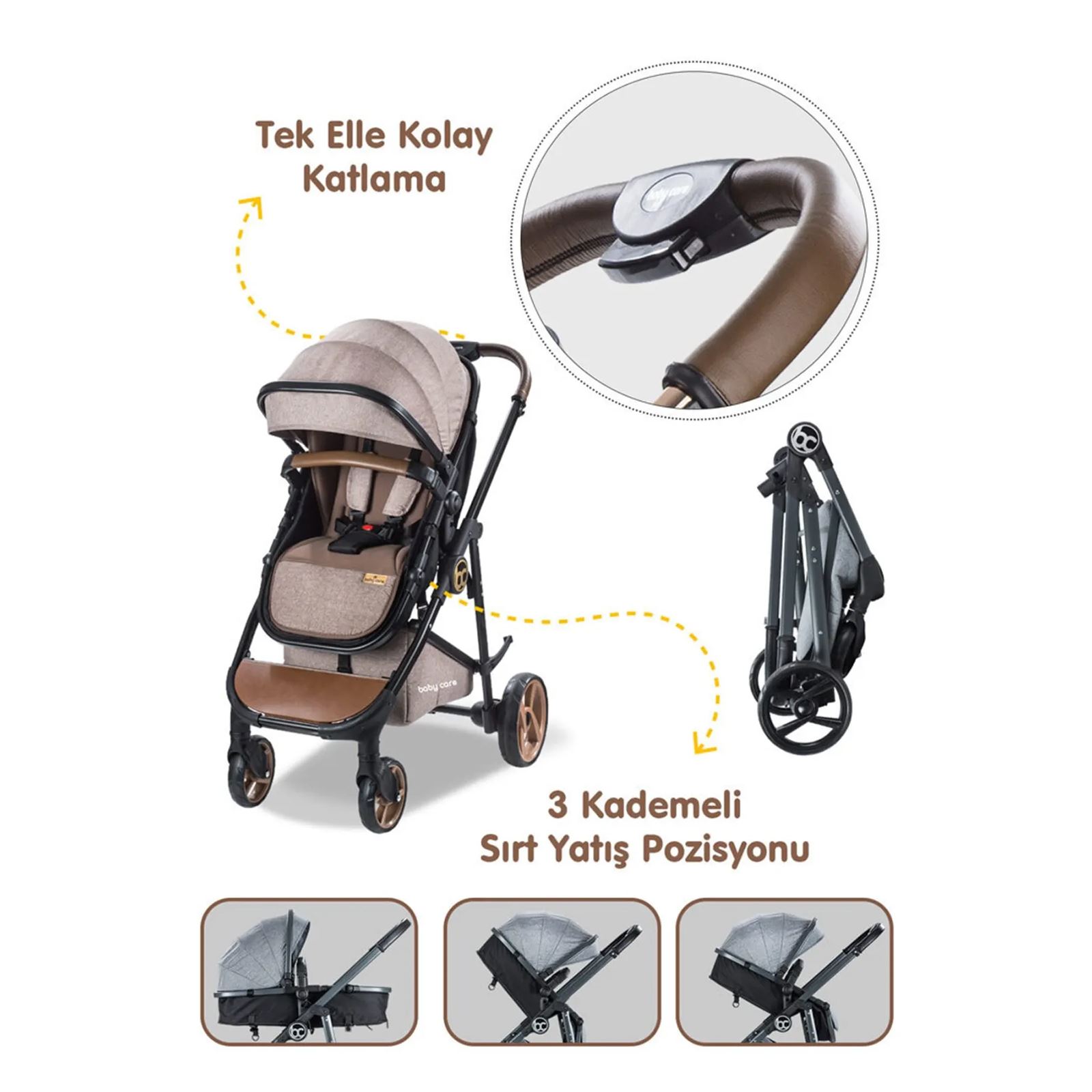 Babycare Exen Alüminyum Travel Sistem Bebek Arabası Kahve