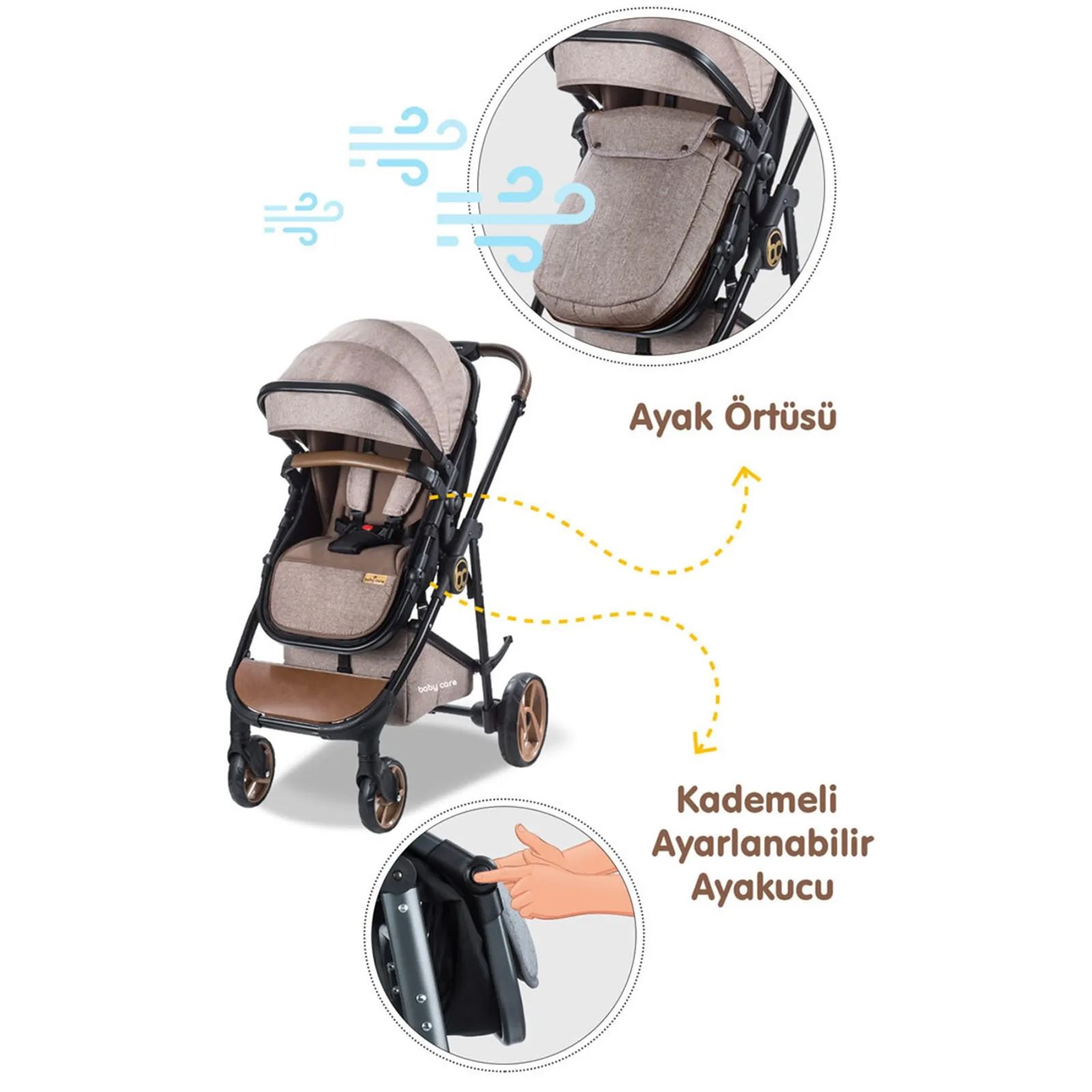 Babycare Exen Alüminyum Travel Sistem Bebek Arabası Kahve