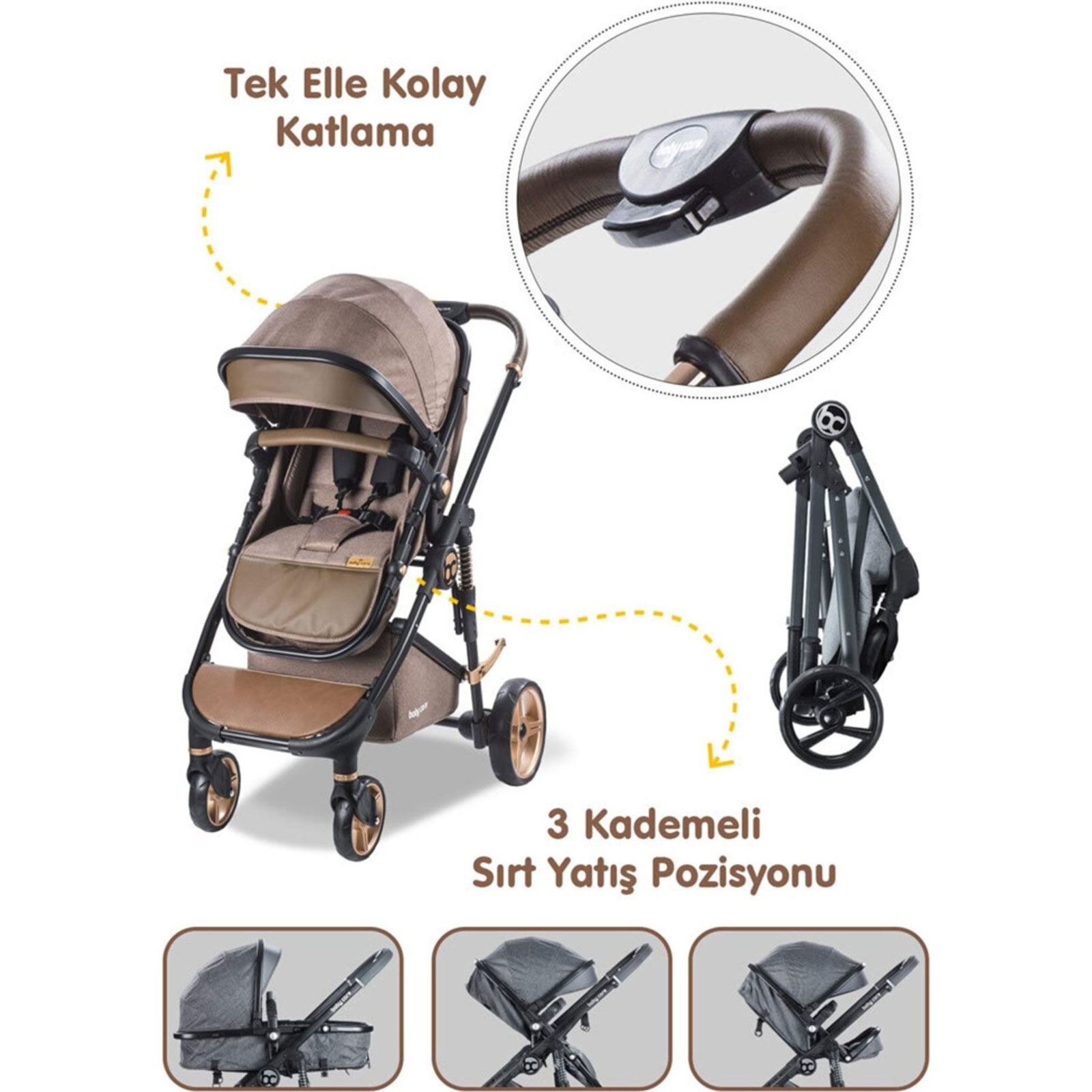 Babycare Colarado Cross Travel Sistem Bebek Arabası Kahve