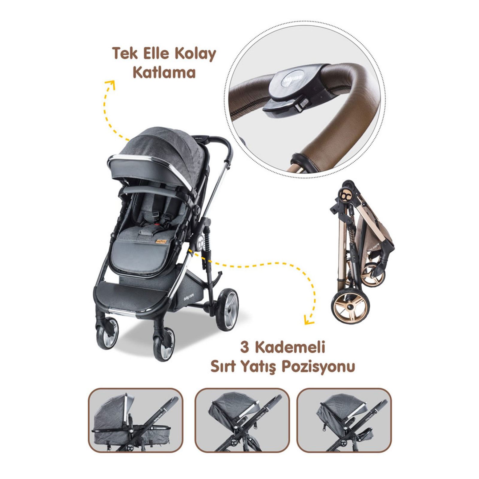 Babycare Colarado Chrome Travel Sistem Bebek Arabası Gri