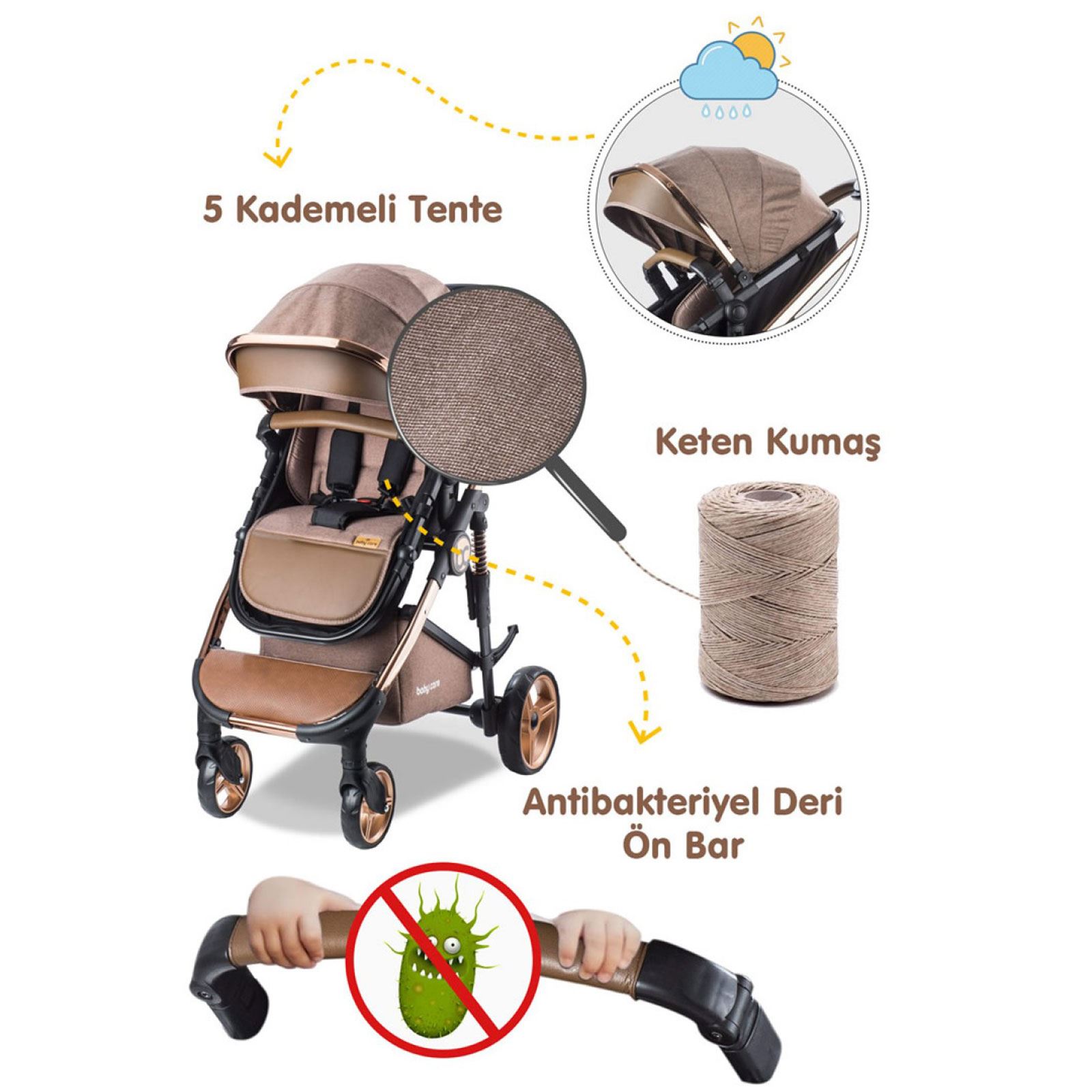Babycare Colarado Chrome Travel Sistem Bebek Arabası Kahve