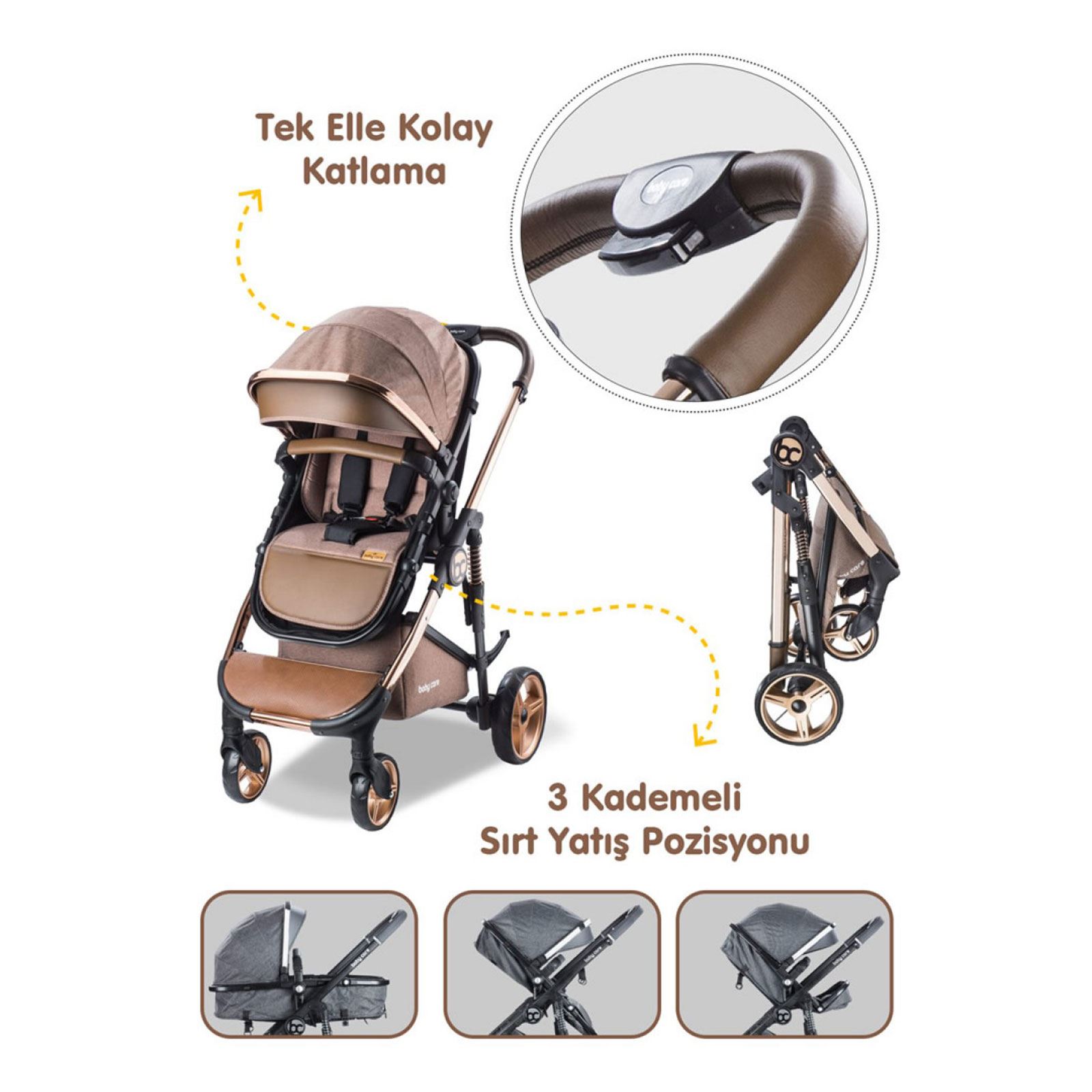 Babycare Colarado Chrome Travel Sistem Bebek Arabası Kahve