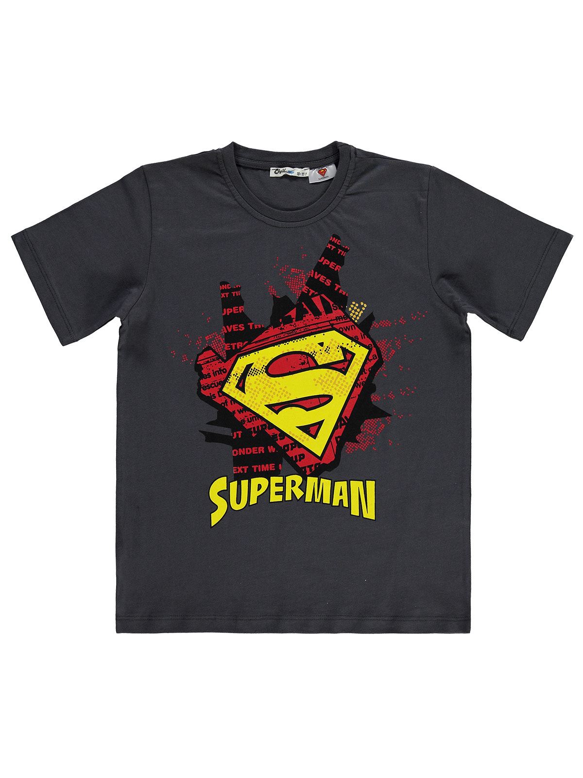 Süperman Erkek Çocuk Tişört 10-13 Yaş Füme 