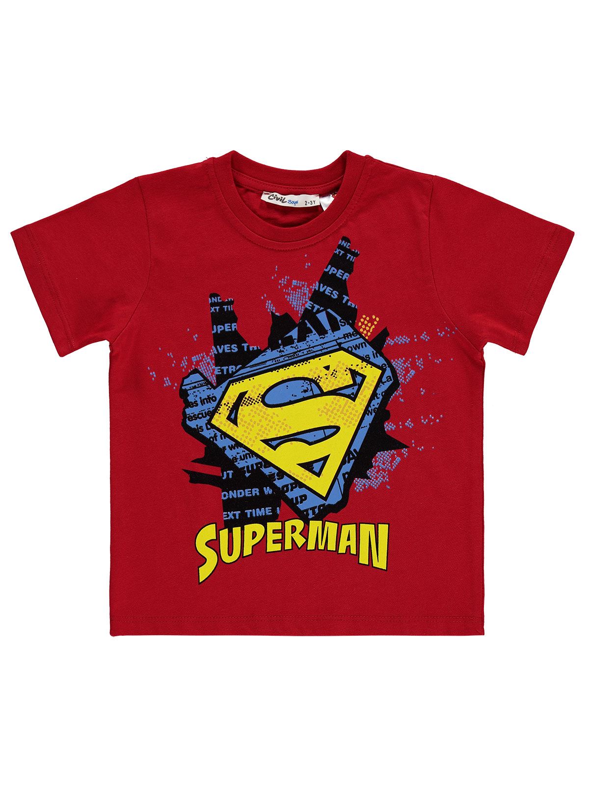 Süperman Erkek Çocuk Tişört 2-5 Yaş Kırmızı
