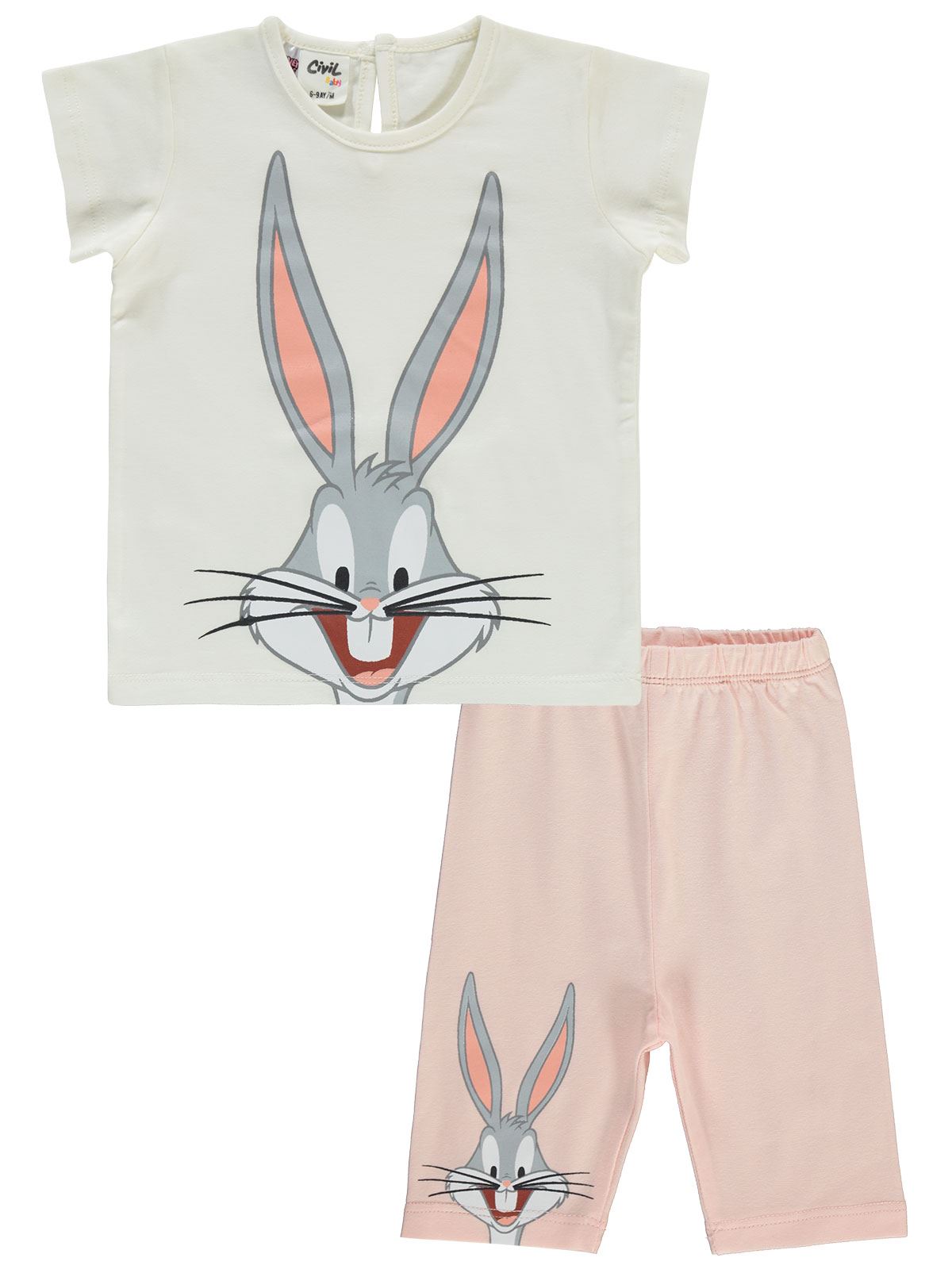 Bugs Bunny Kız Bebek Takım 6-18 Ay Ekru